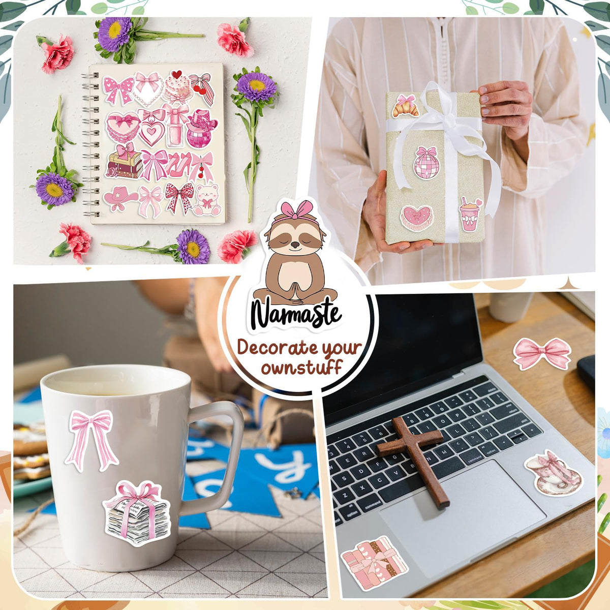 Letiezhi Coquette Stickers - 100 Pink Aesthetic Vinyl Decals for Laptops & Gifts