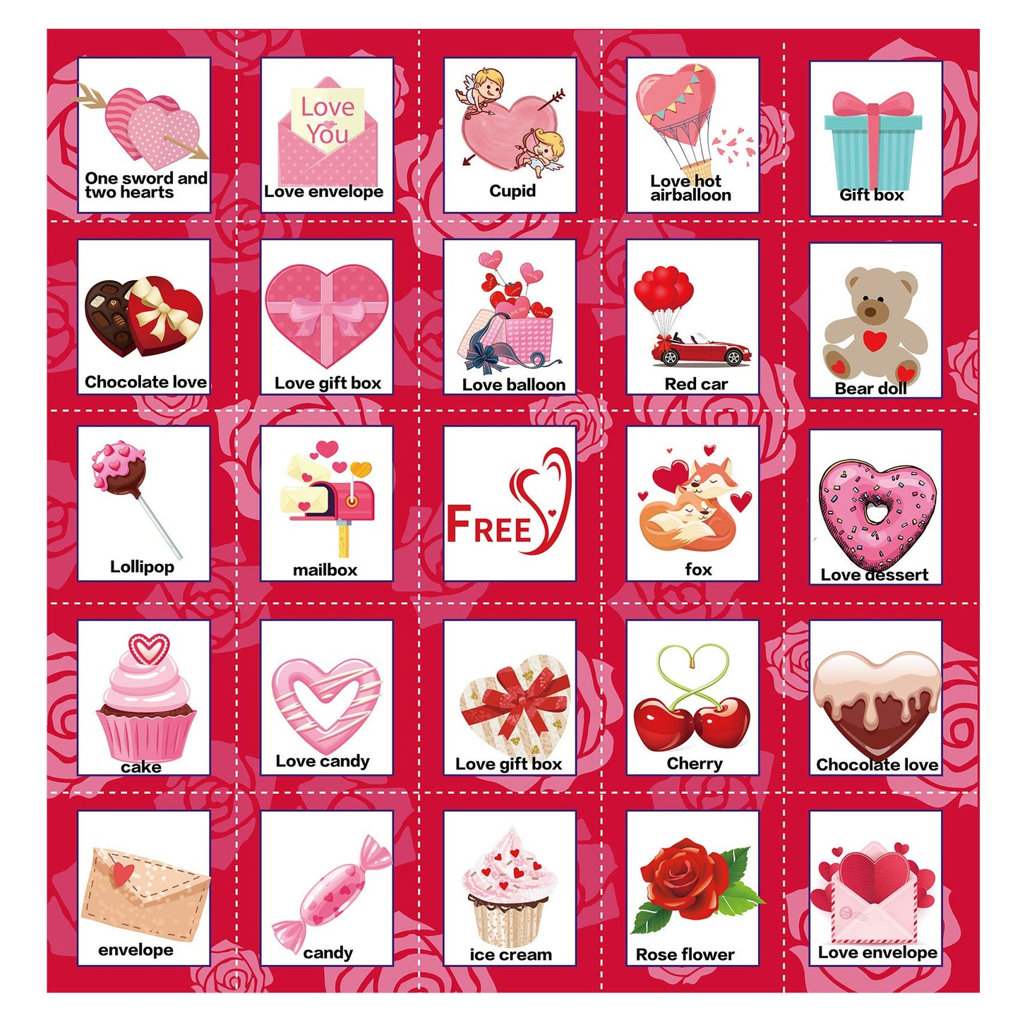 LETILY Valentine Bingo Cards — 24-Player Party Game for Kids & Adults