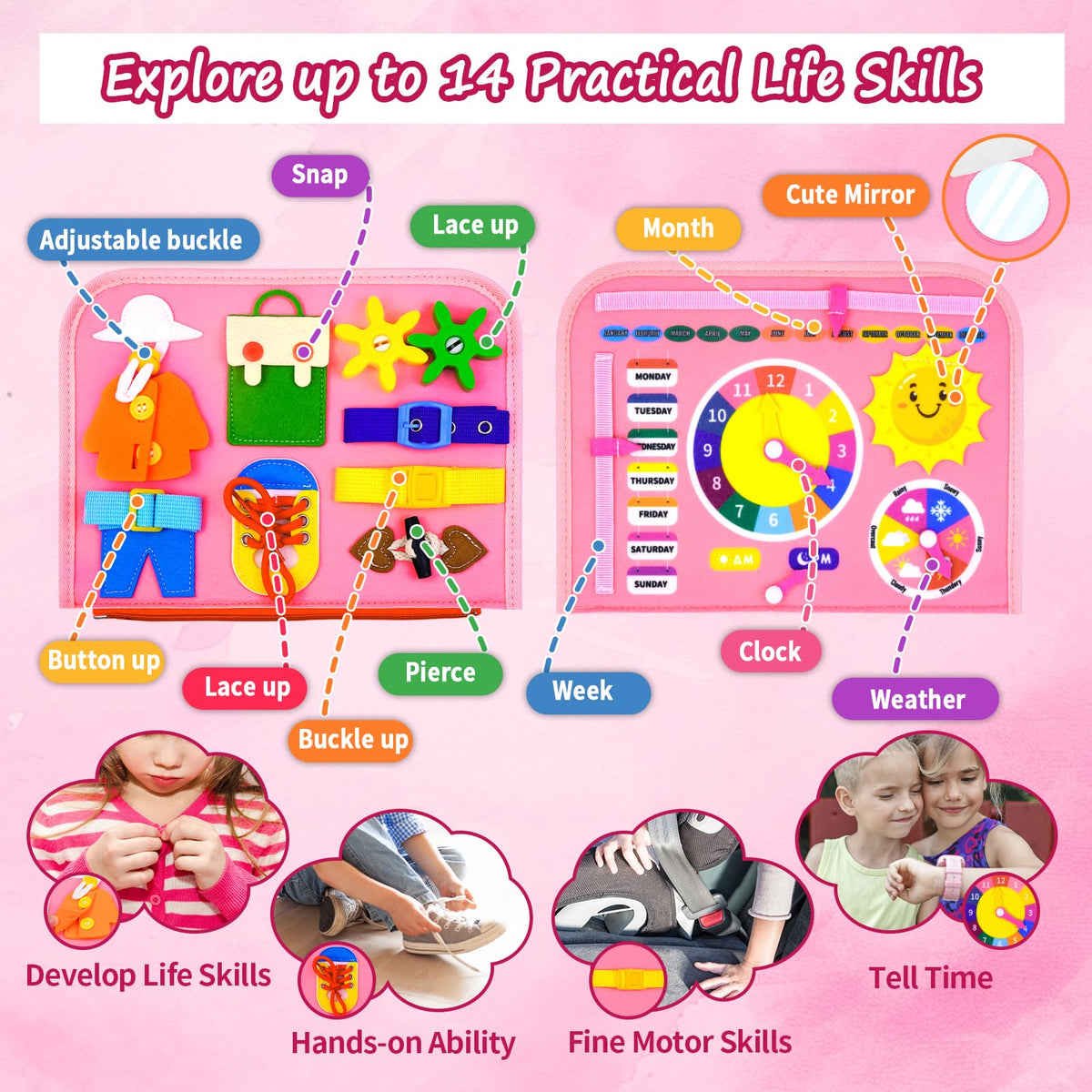 Letoya Busy Board Princess – Montessori Toddler Toy for Fine Motor Skills & Travel