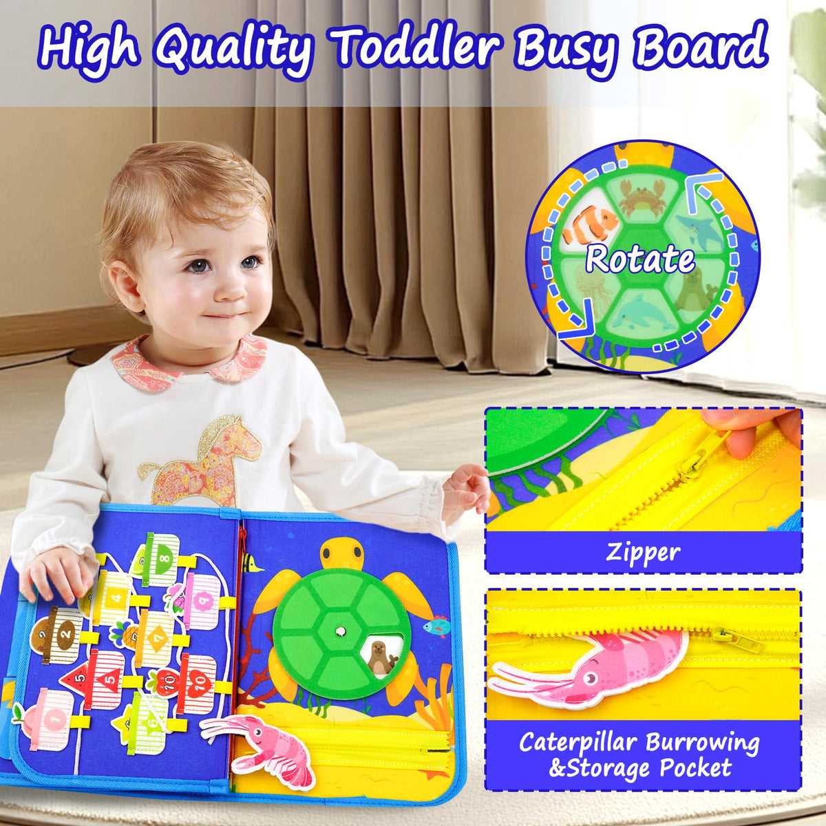 Letoya Ocean Busy Board – Montessori Toddler Toy for 1–4 Year Olds
