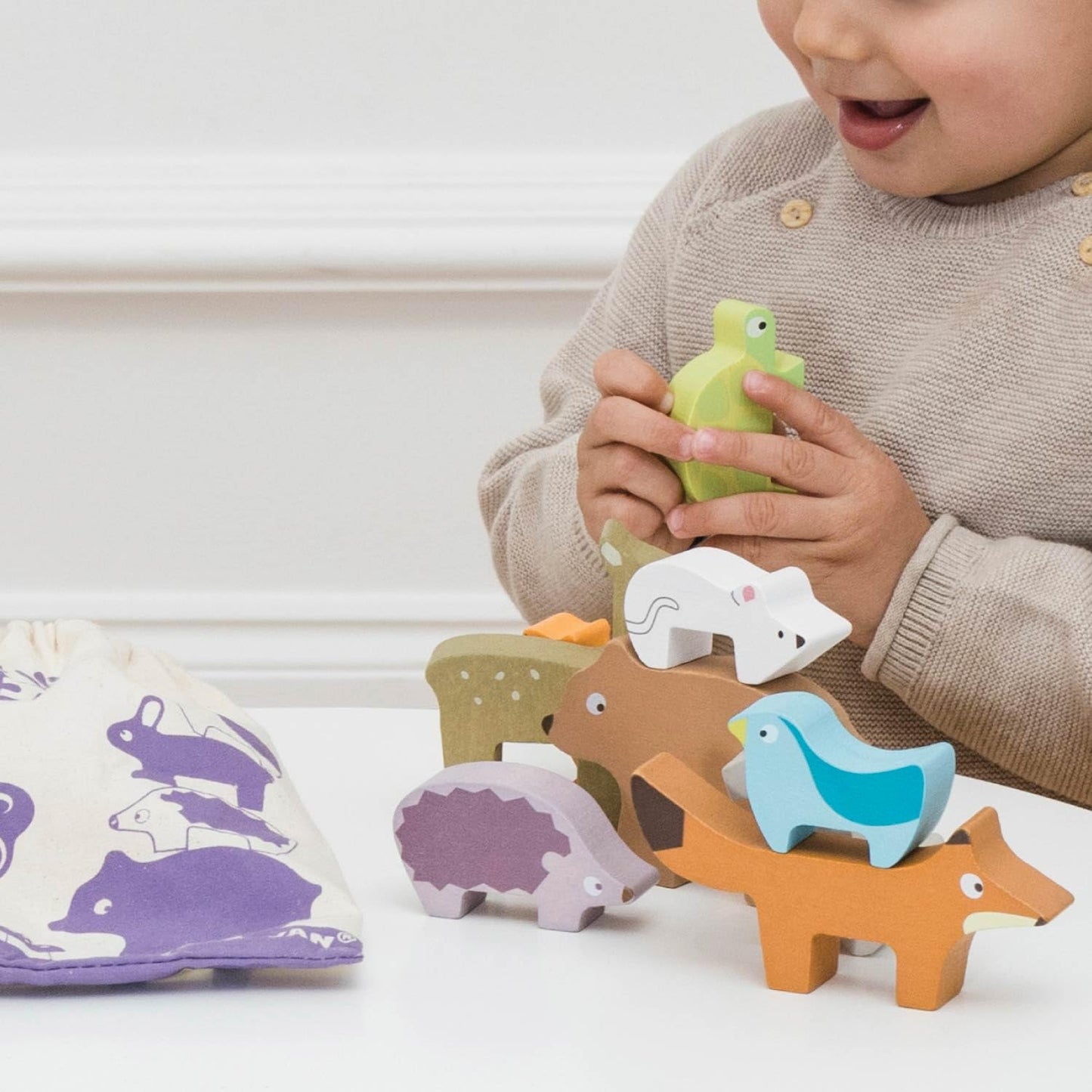 Le Toy Van Wooden Petilou Forest Stacker & Bag – Educational Toy for Toddlers