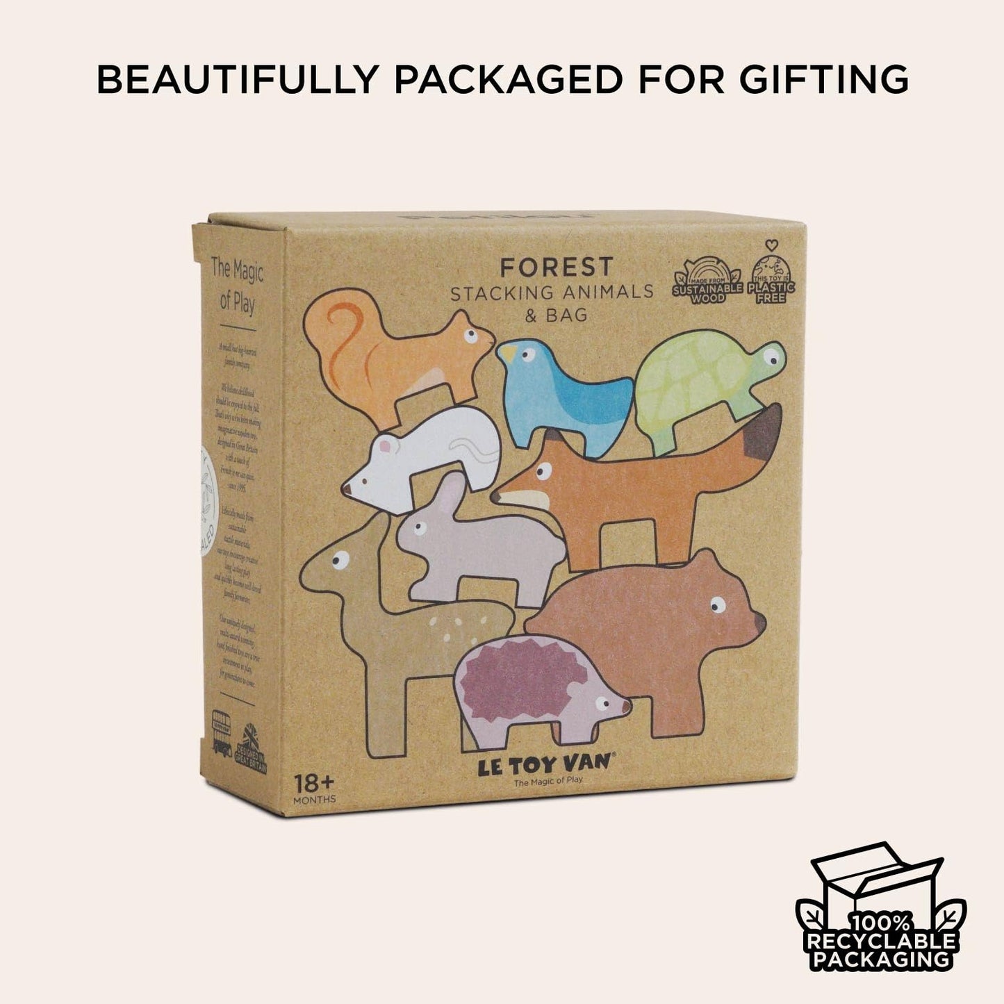Le Toy Van Wooden Petilou Forest Stacker & Bag – Educational Toy for Toddlers