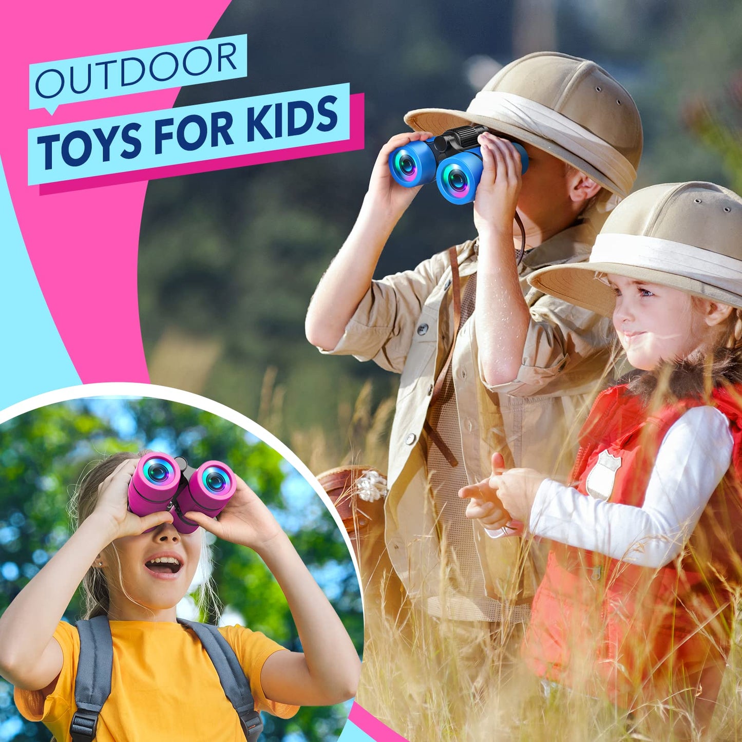 LET'S GO! Kids Binoculars for Bird Watching & Outdoor Adventures (Ages 3-7)
