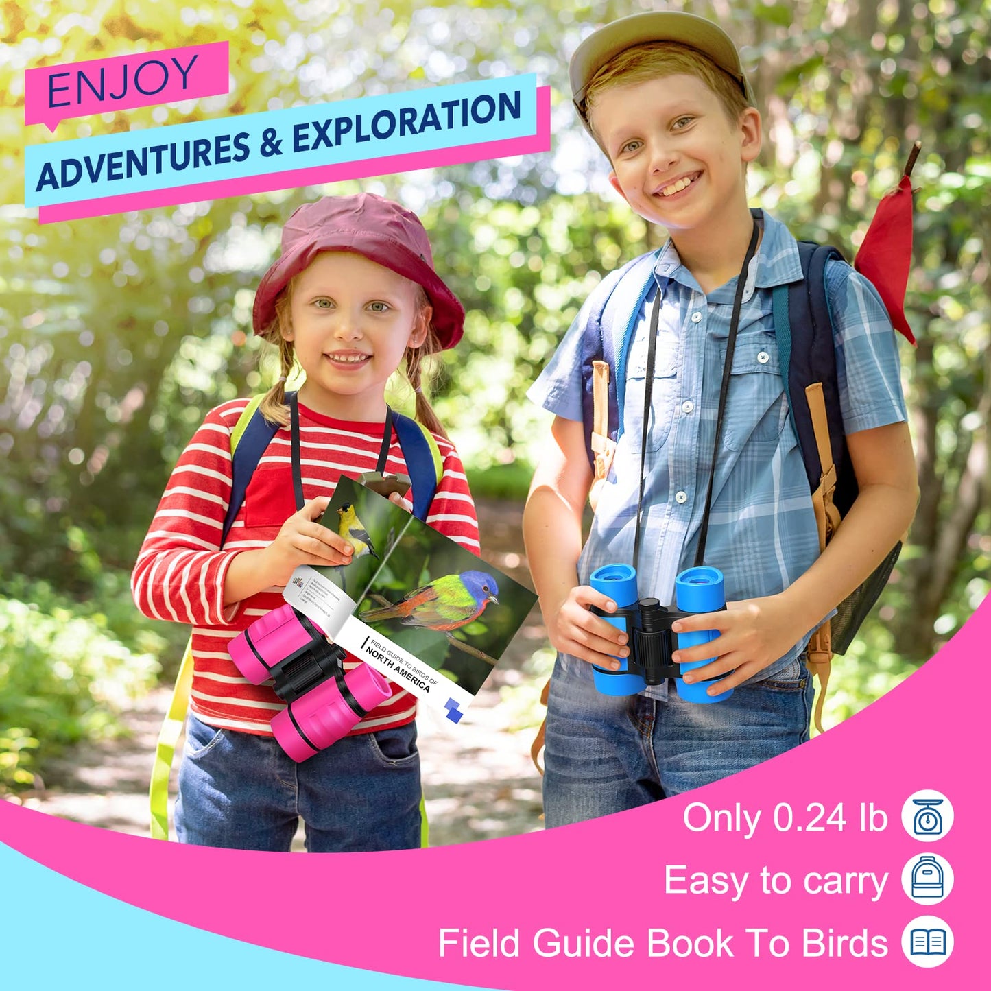 LET'S GO! Kids Binoculars for Bird Watching & Outdoor Adventures (Ages 3-7)
