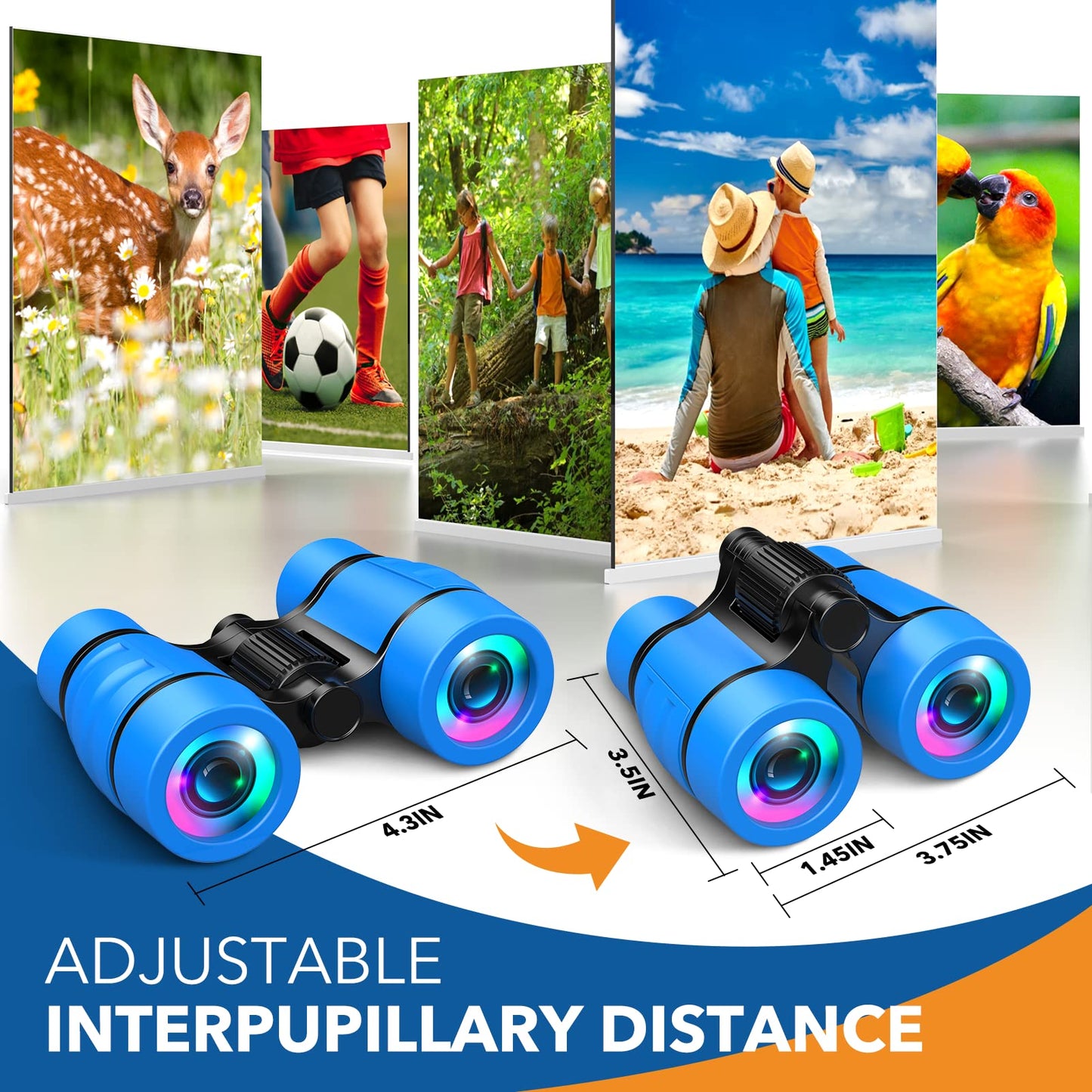 LET'S GO! Kids Binoculars with Bird Watching Manual — 4x30 Outdoor Toy for 3-7 Year Olds