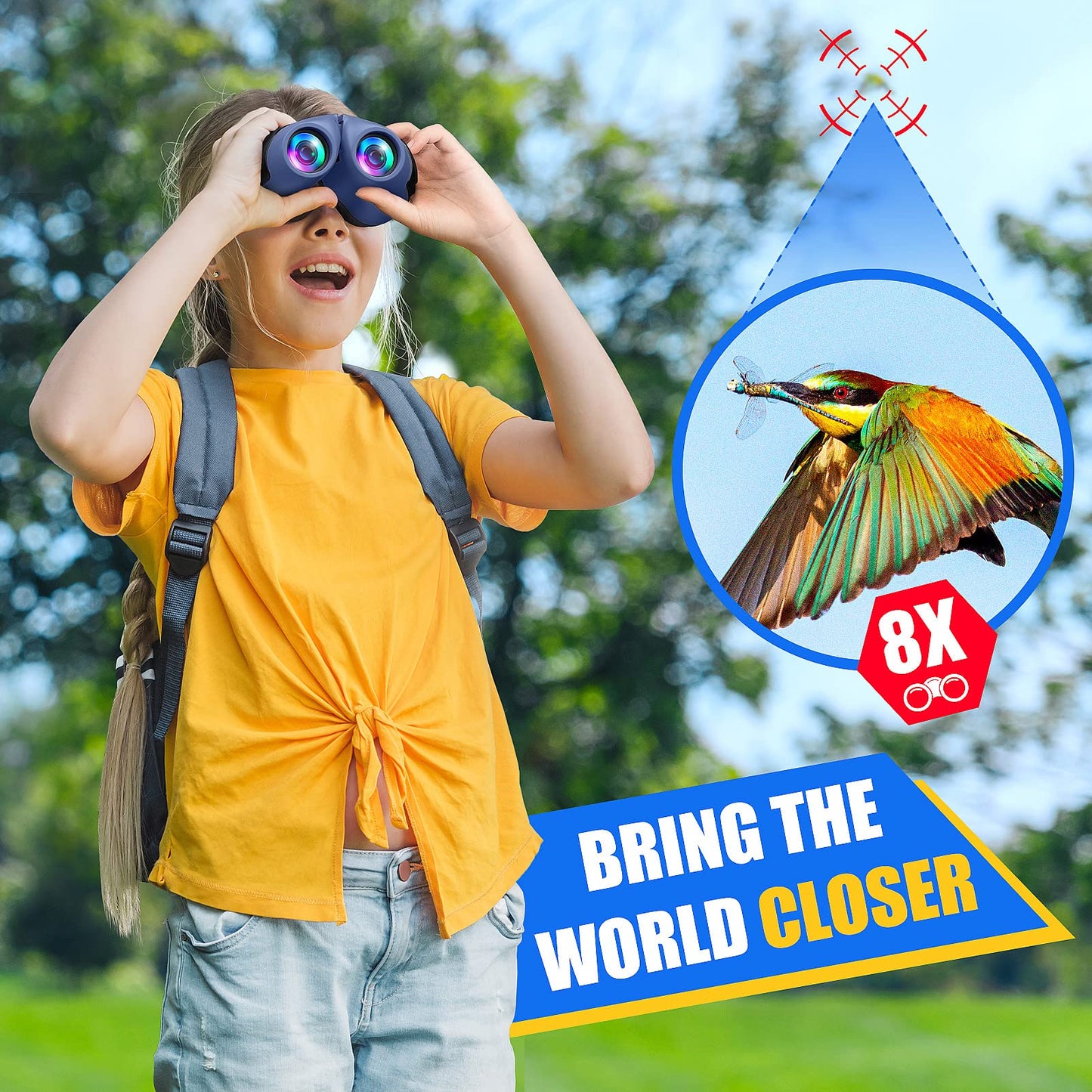 LET'S GO! Kids Binoculars — 8x Magnification, Kid-Safe, Shock-Proof for Outdoor Play