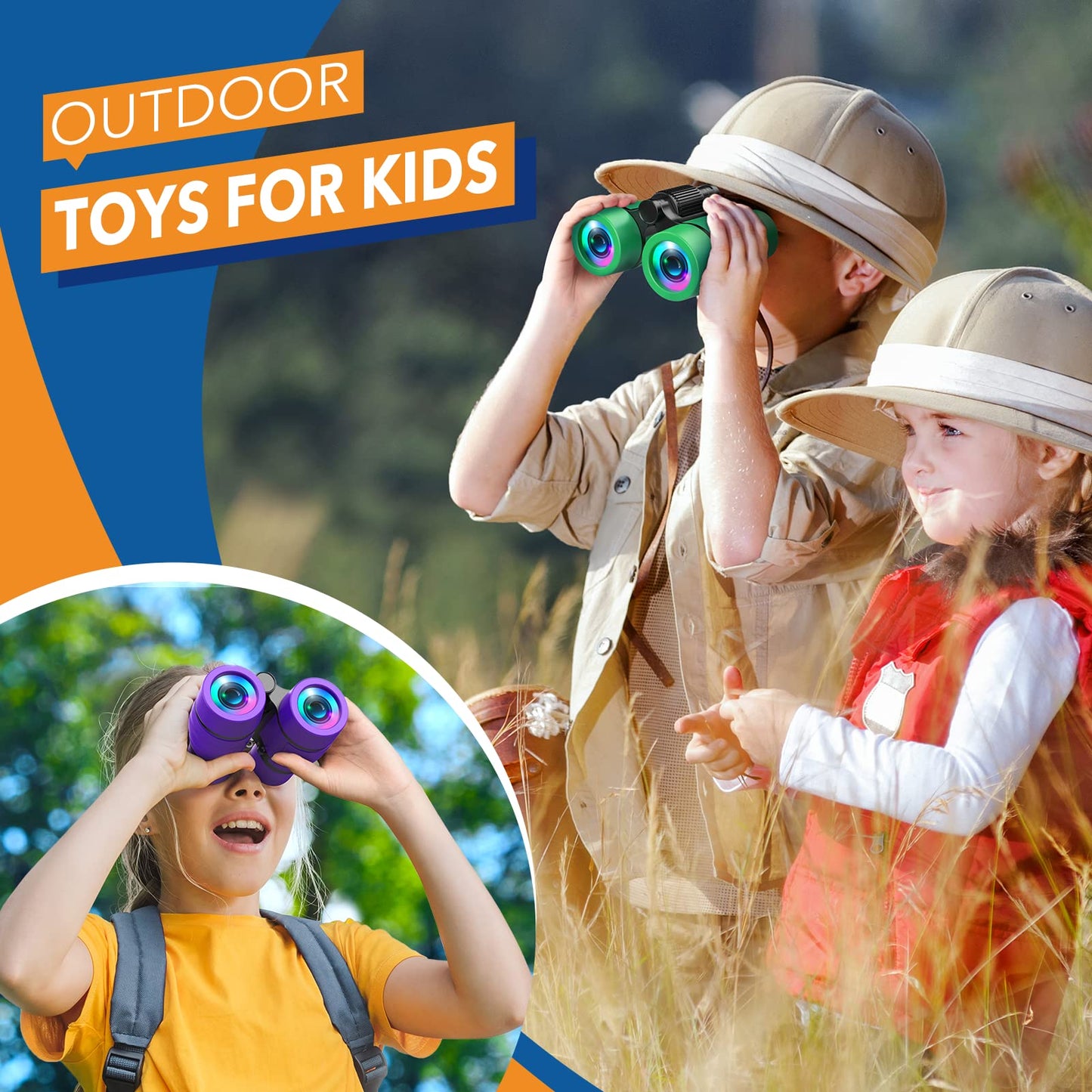 LET'S GO! Kids Binoculars 3-7: Bird Watching, Hiking & Camping Toy