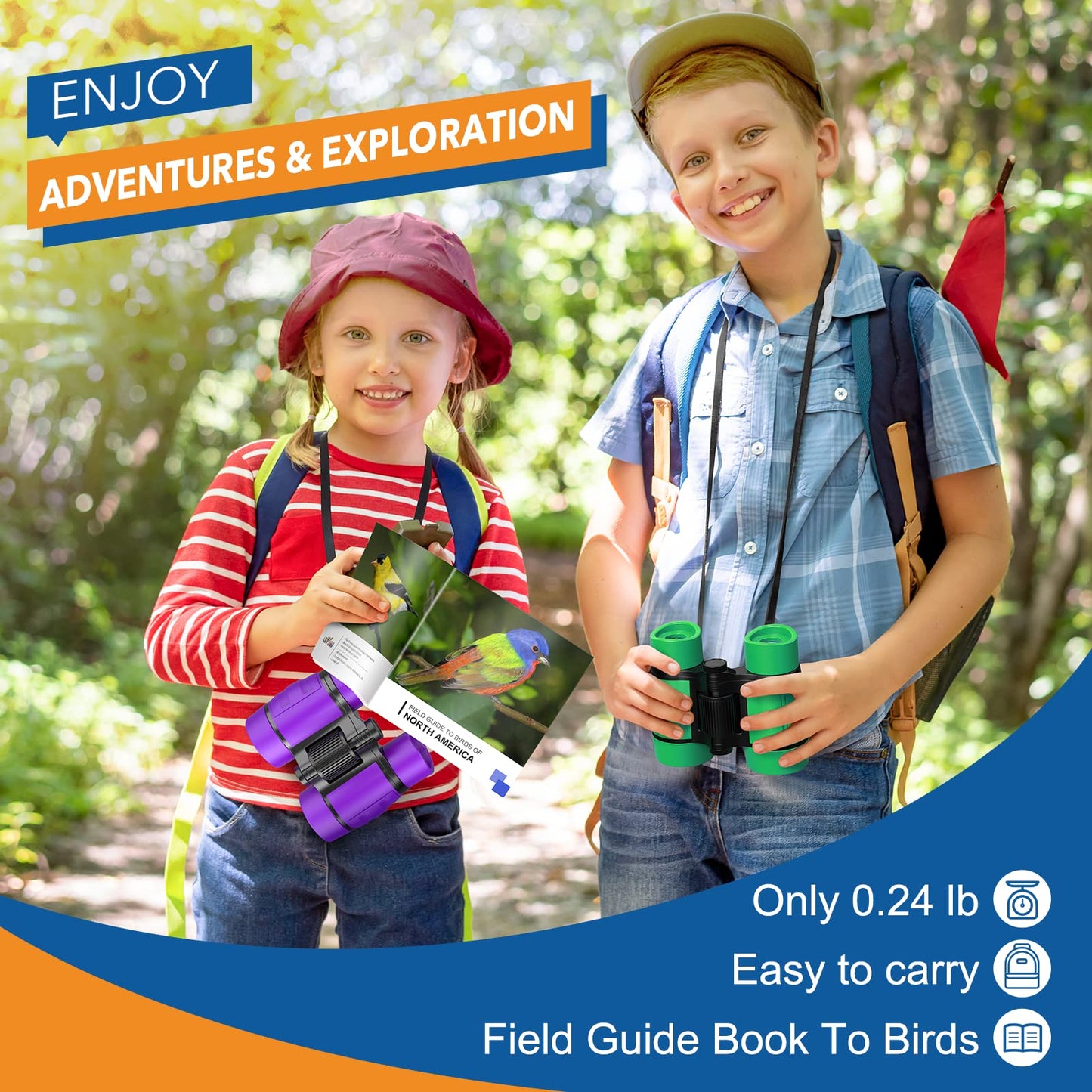 LET'S GO! Kids Binoculars 3-7: Bird Watching, Hiking & Camping Toy