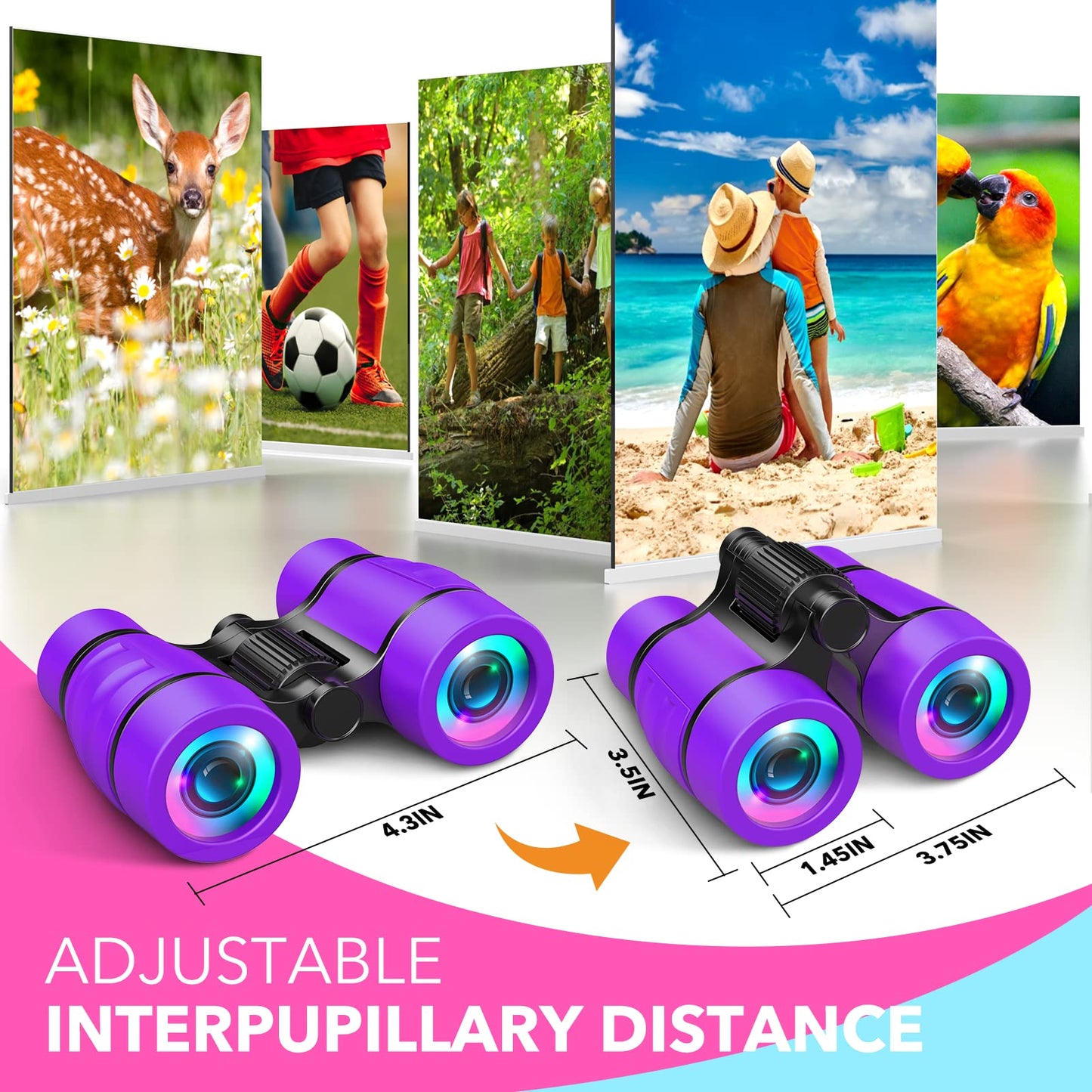 LET'S GO! Compact Bird Watching Binoculars for Kids 3-7 | Outdoor Educational Toy