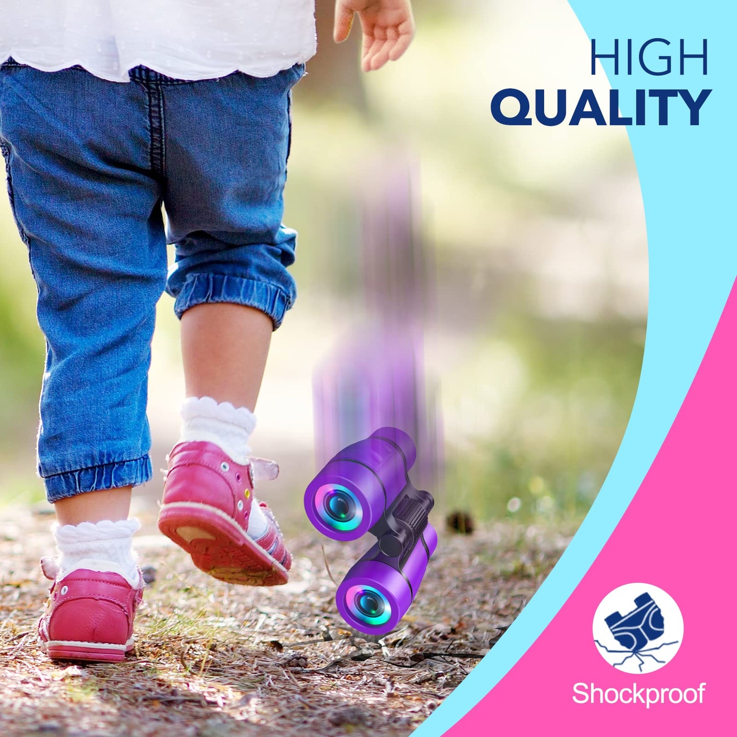 LET'S GO! Compact Bird Watching Binoculars for Kids 3-7 | Outdoor Educational Toy