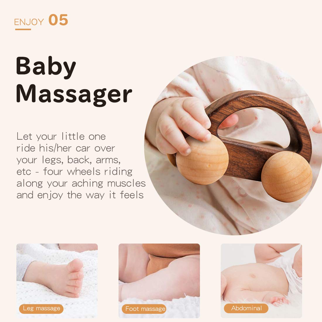 Let's Make Organic Baby Push Car Wooden Toys - 2pc Montessori Fine Motor
