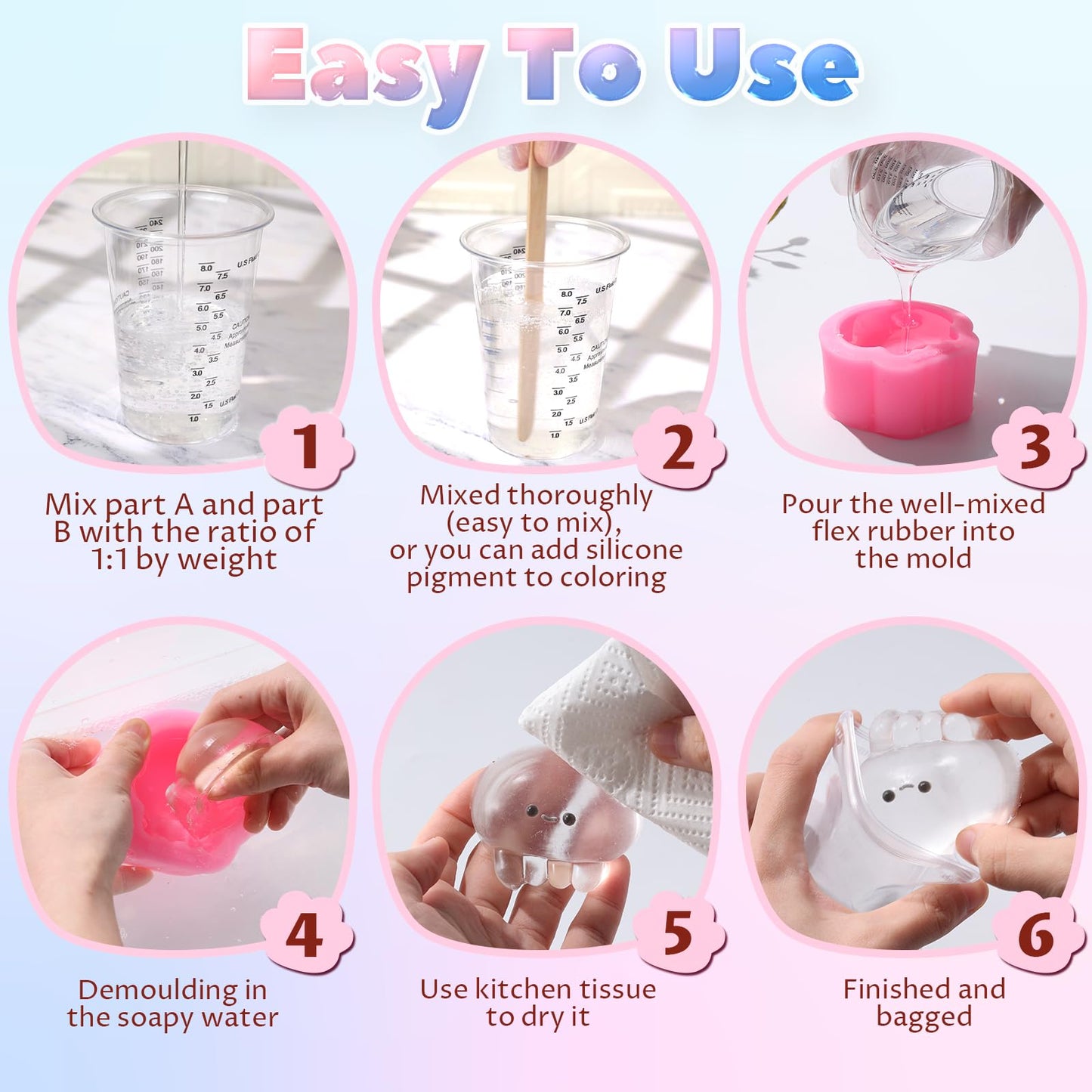 LET'S RESIN Transparent Gel for Taba Squishy – 28oz Soft Flex Rubber for DIY Squishy Craft