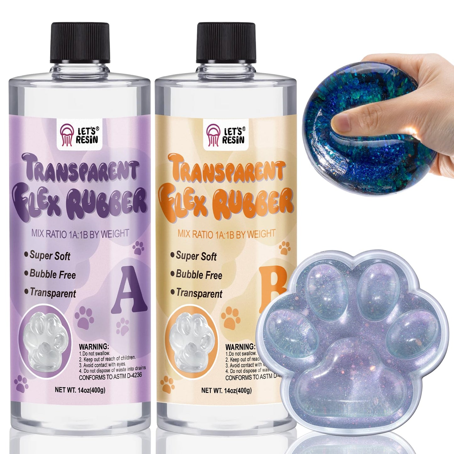 LET'S RESIN Transparent Gel for Taba Squishy – 28oz Soft Flex Rubber for DIY Squishy Craft