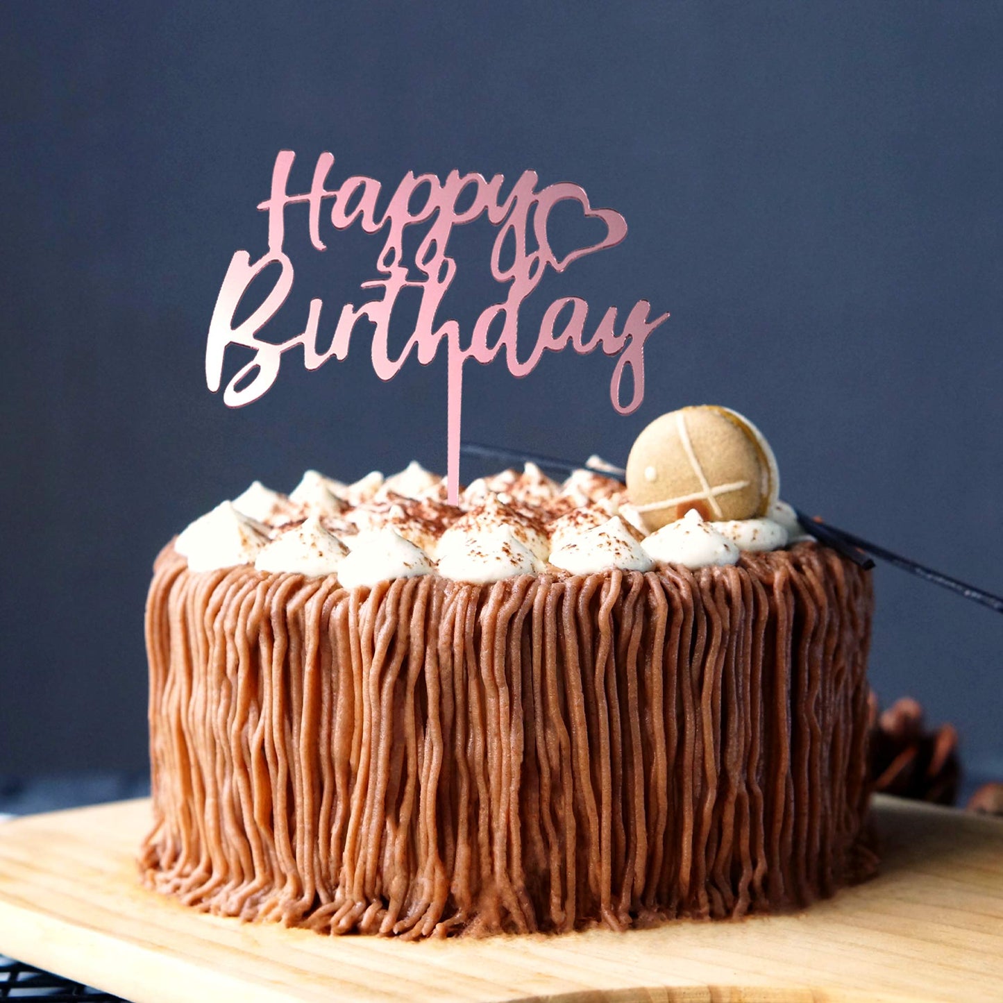 LetsCake 6-Pack Rose Gold Birthday Topper Set | Double-Sided Acrylic Sign