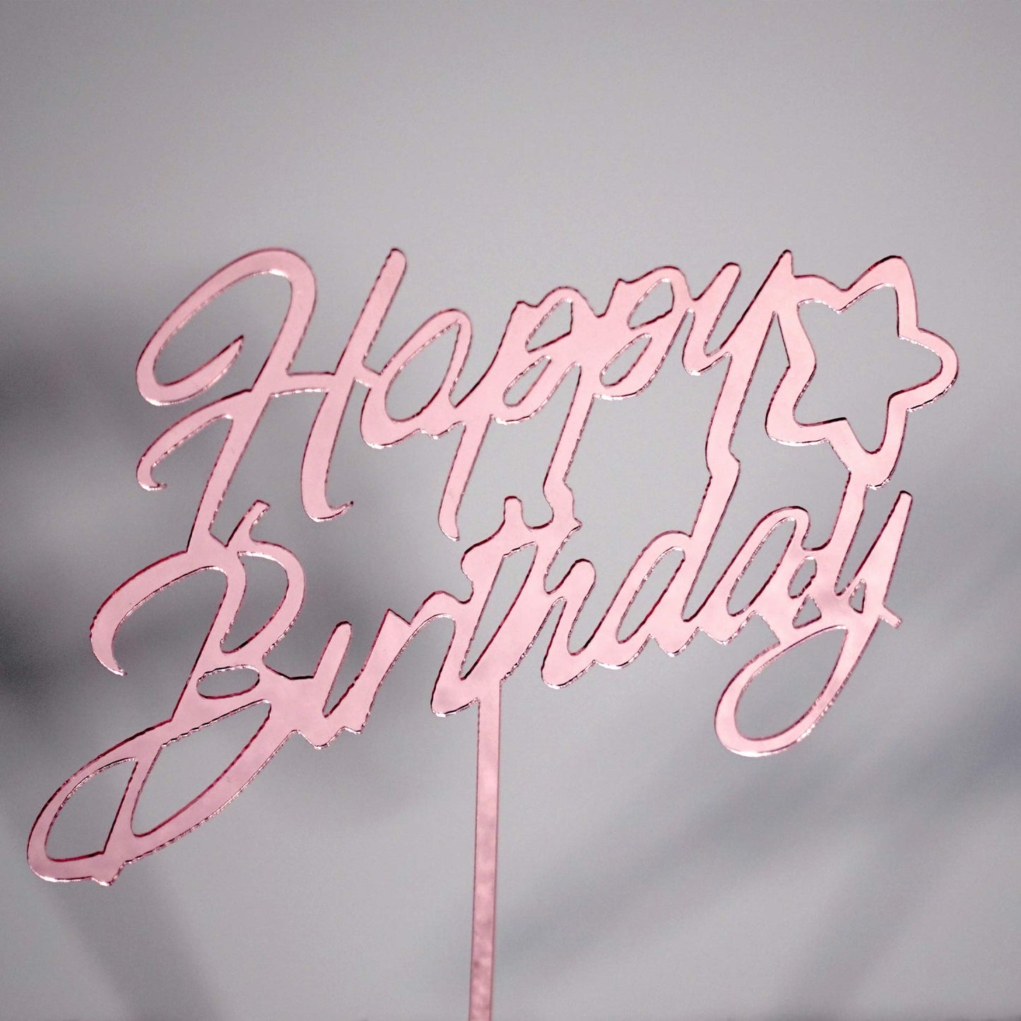 LetsCake 6-Pack Rose Gold Birthday Topper Set | Double-Sided Acrylic Sign