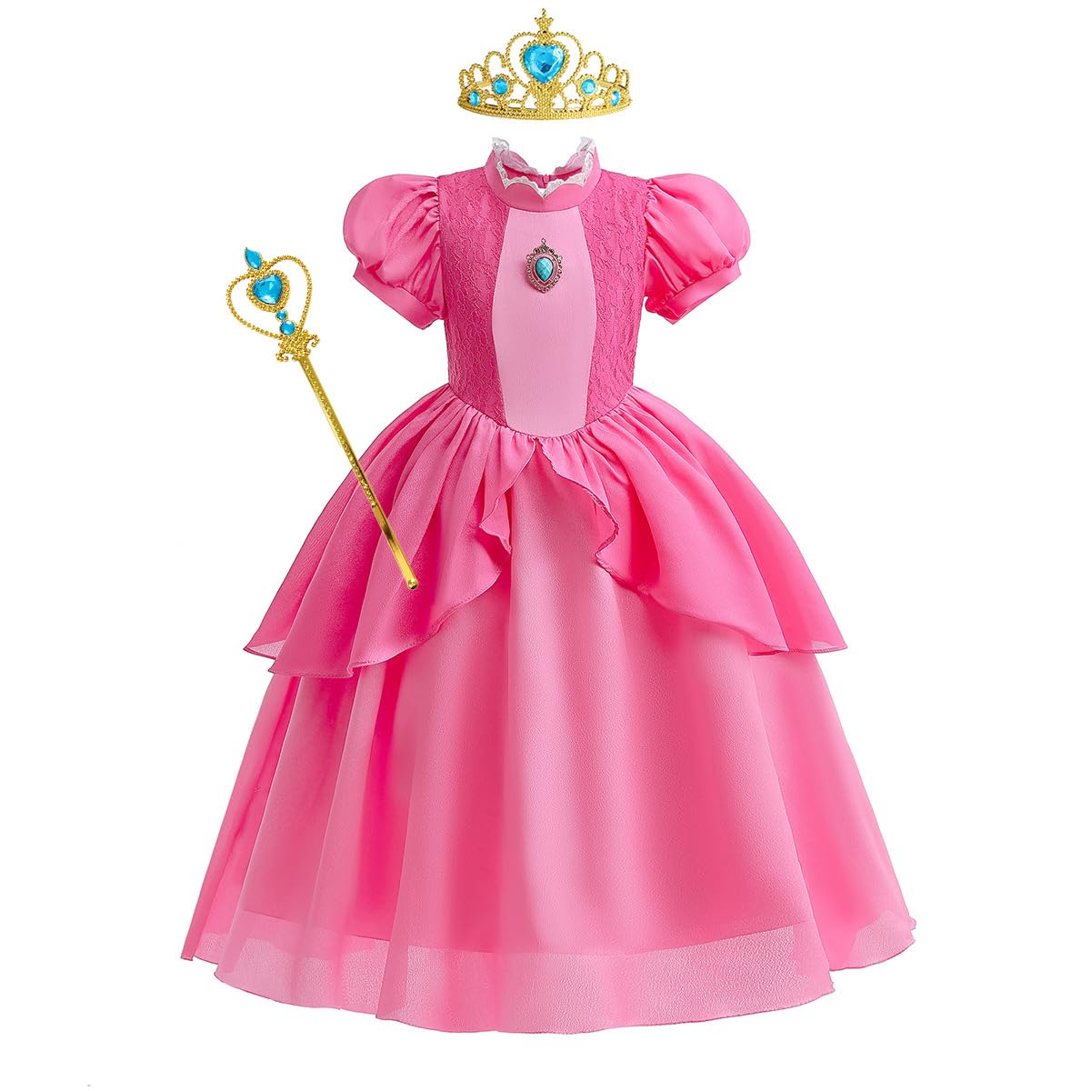 Letsglow Light Up Girl Princess Dress Rosered 3-4 – Glow Costume for Kids