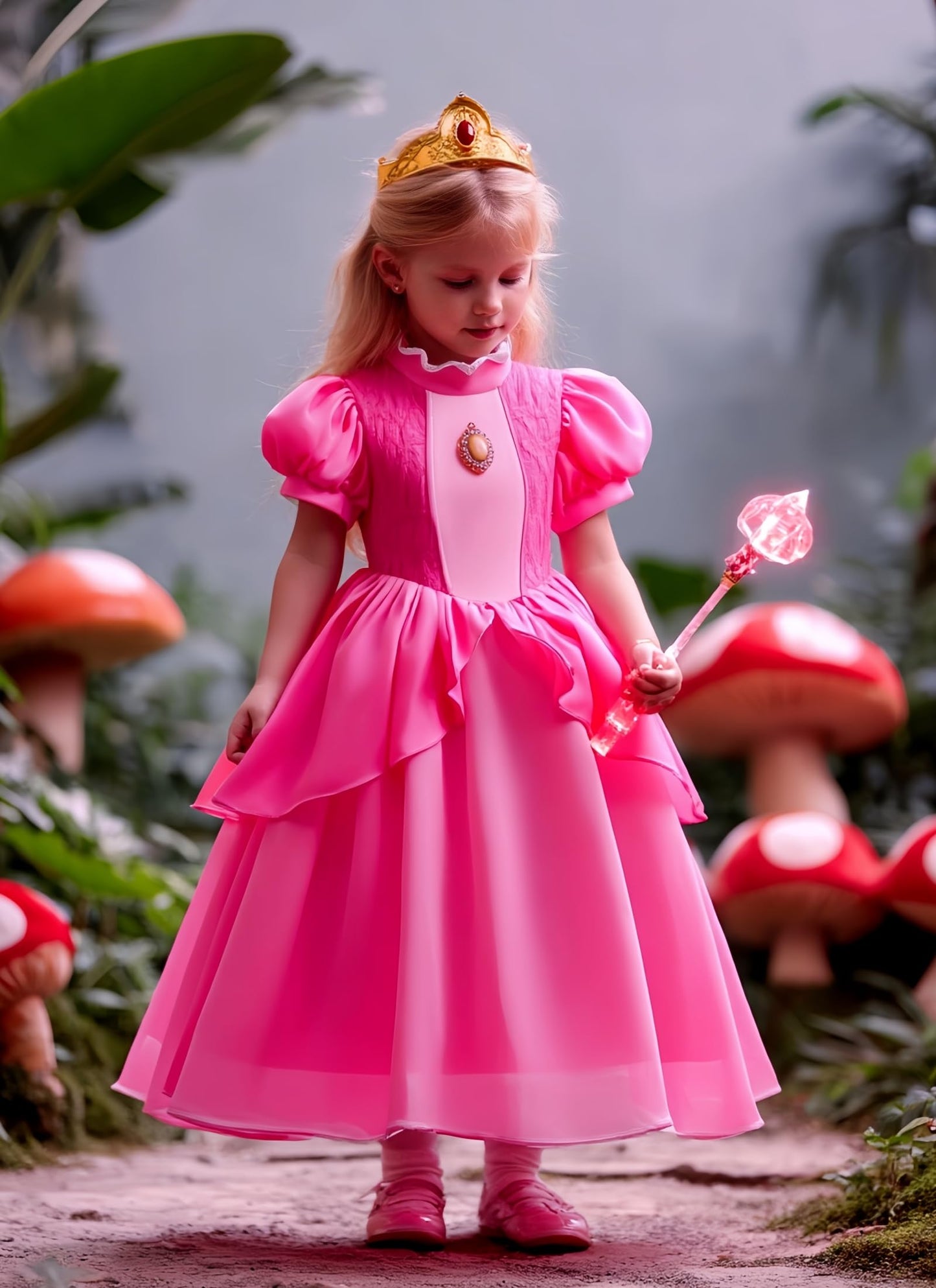 Letsglow Light Up Girl Princess Dress Rosered 3-4 – Glow Costume for Kids