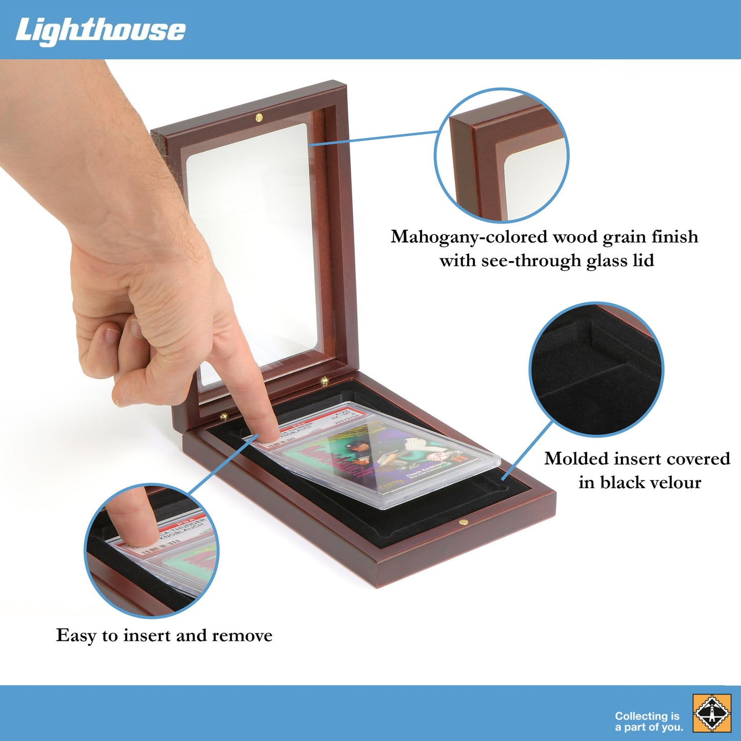 Leuchtturm Lighthouse Presentation Case for One PSA Holder | Volterra Box, Mahogany Finish