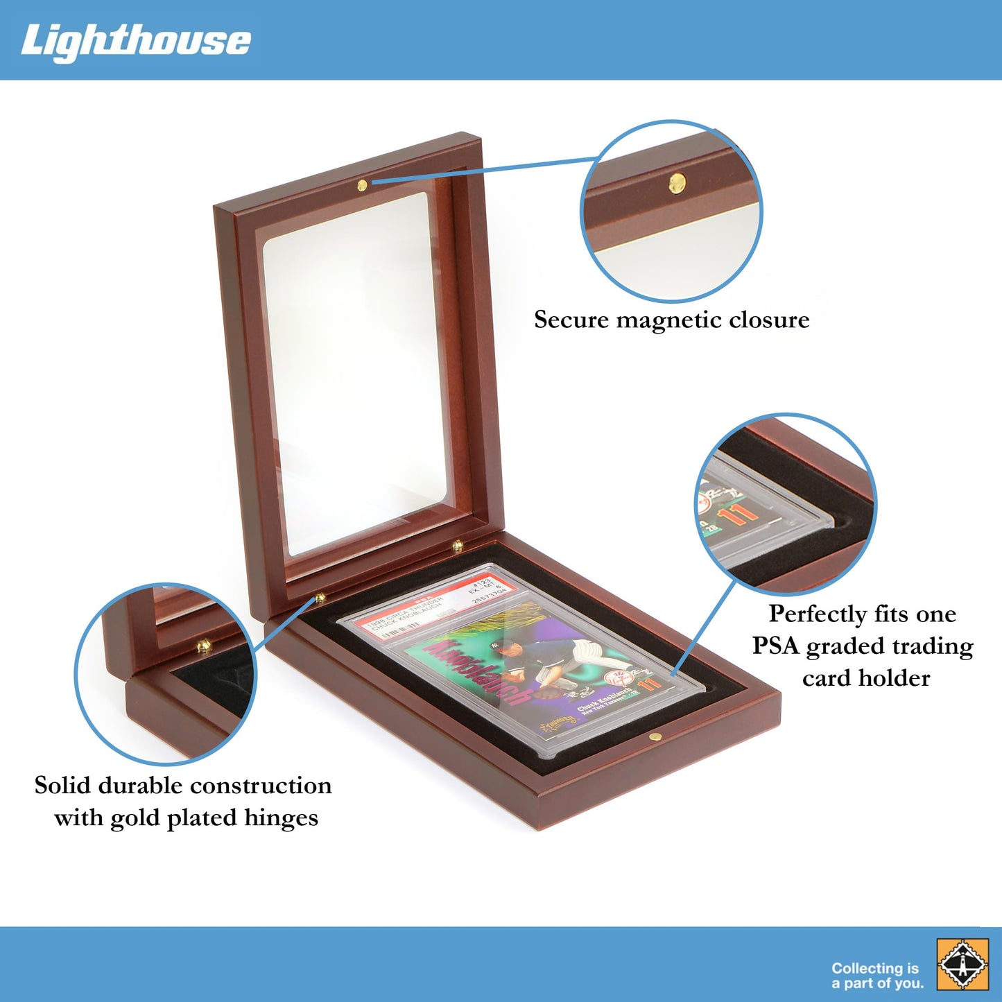 Leuchtturm Lighthouse Presentation Case for One PSA Holder | Volterra Box, Mahogany Finish