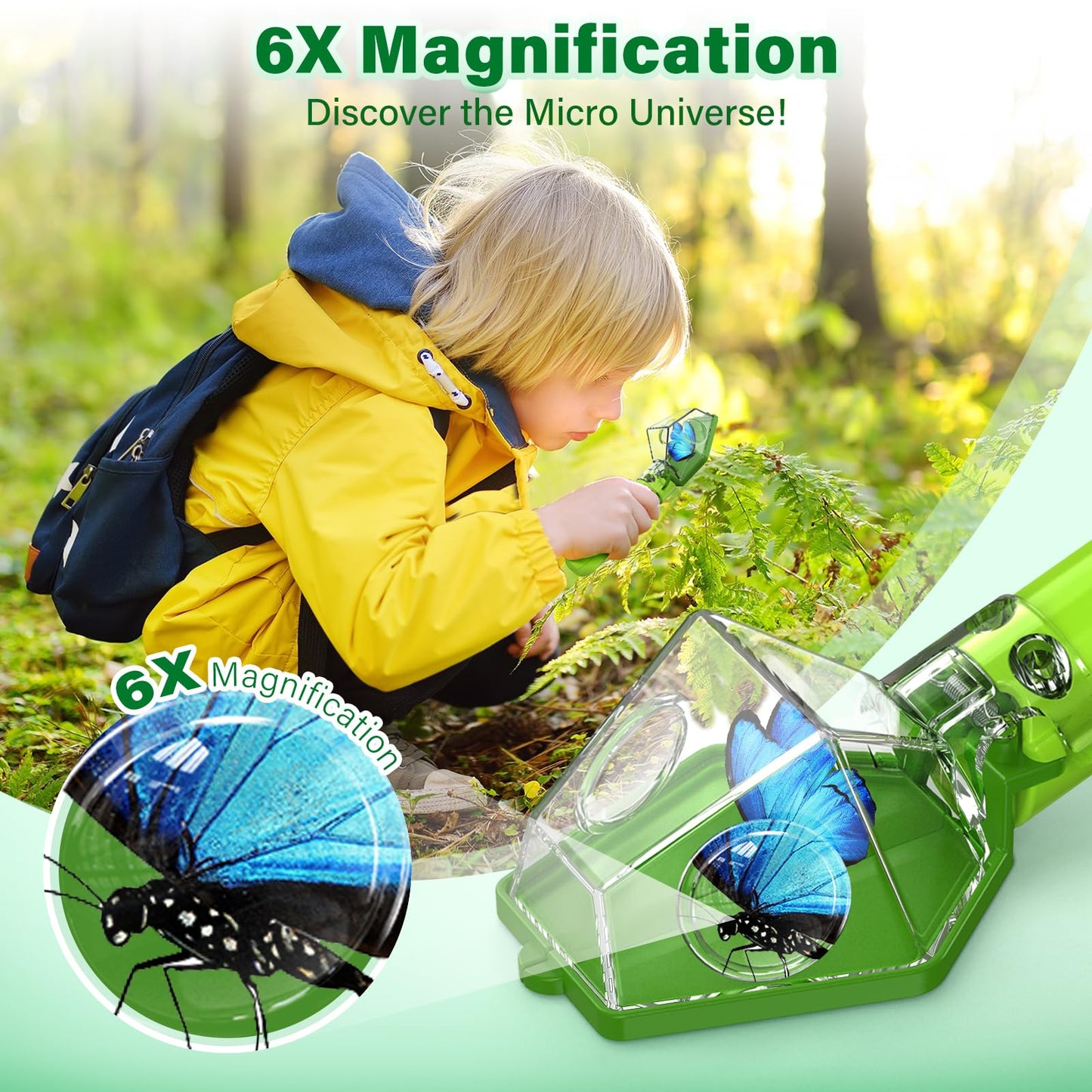 LEUOA Bug Catcher Kit for Kids – 6x Magnifier Insect Trap & STEM Explorer