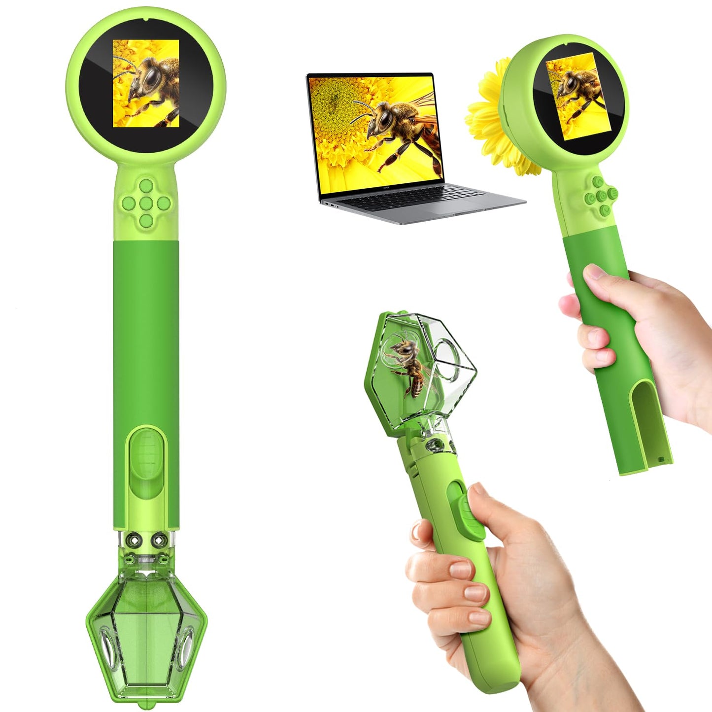 LEUOA Kids Microscope — 2-in-1 Bug Catcher, 1080P HD, USB-C Rechargeable STEM Kit