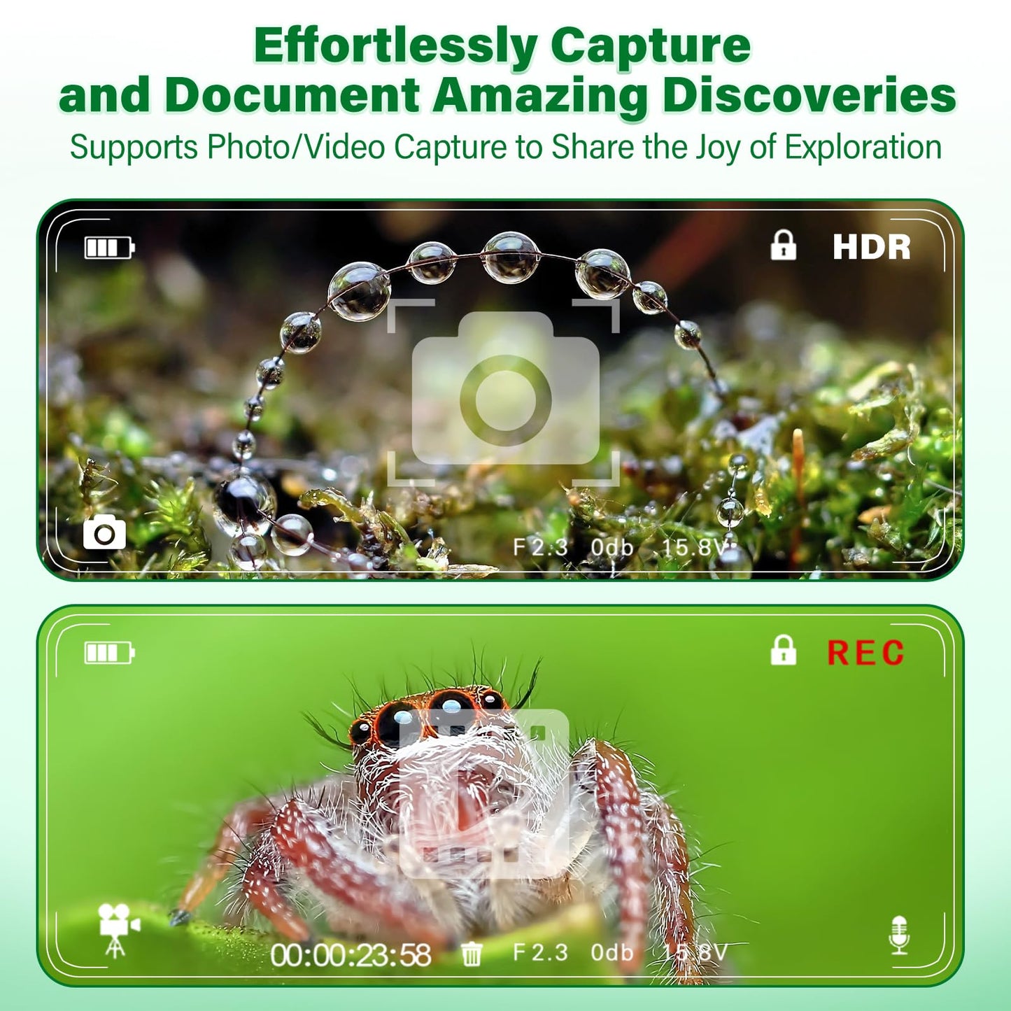 LEUOA Kids Microscope — 2-in-1 Bug Catcher, 1080P HD, USB-C Rechargeable STEM Kit