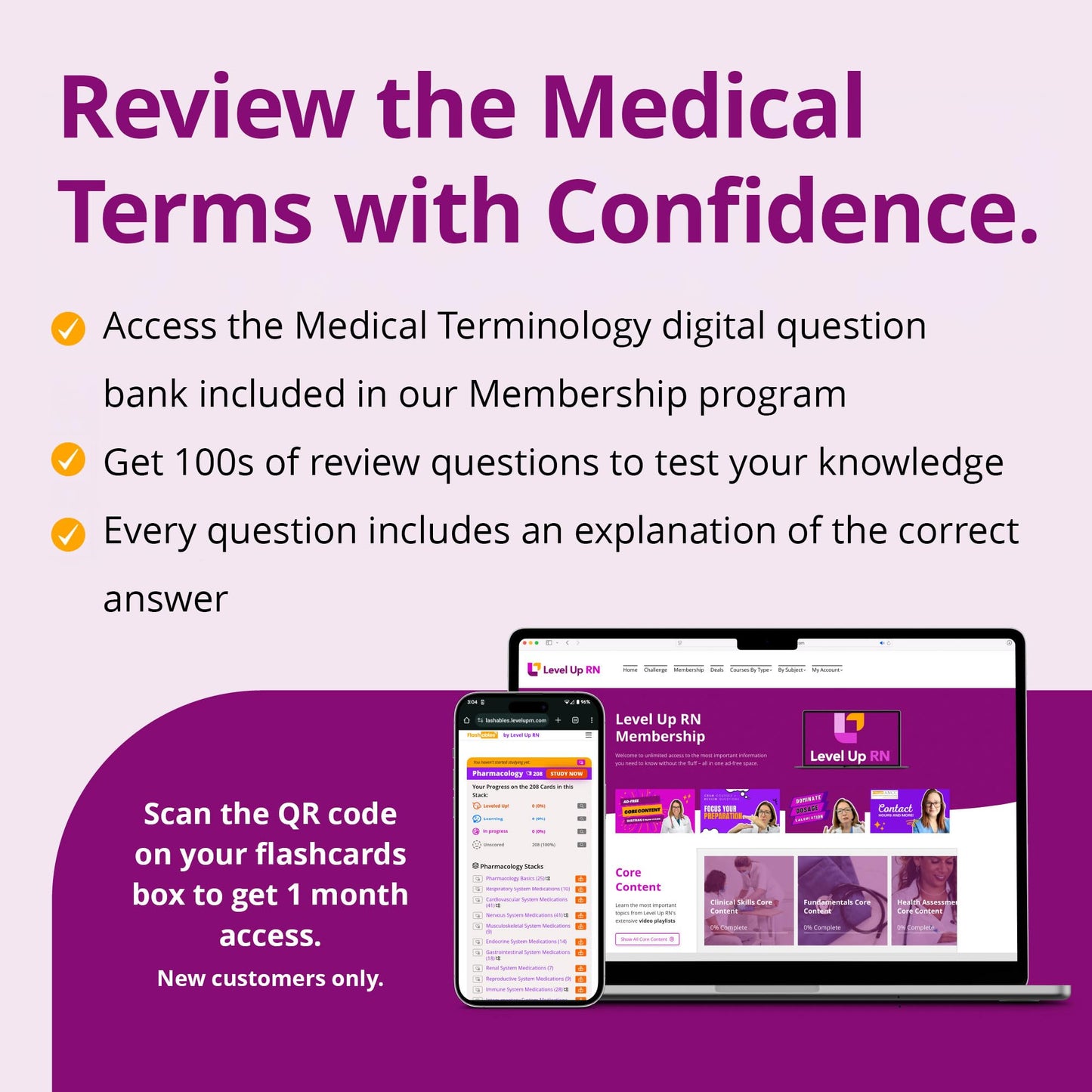 Level Up RN Medical Terminology Flash Cards – 559 Terms, 397 Examples, 159 Mnemonics