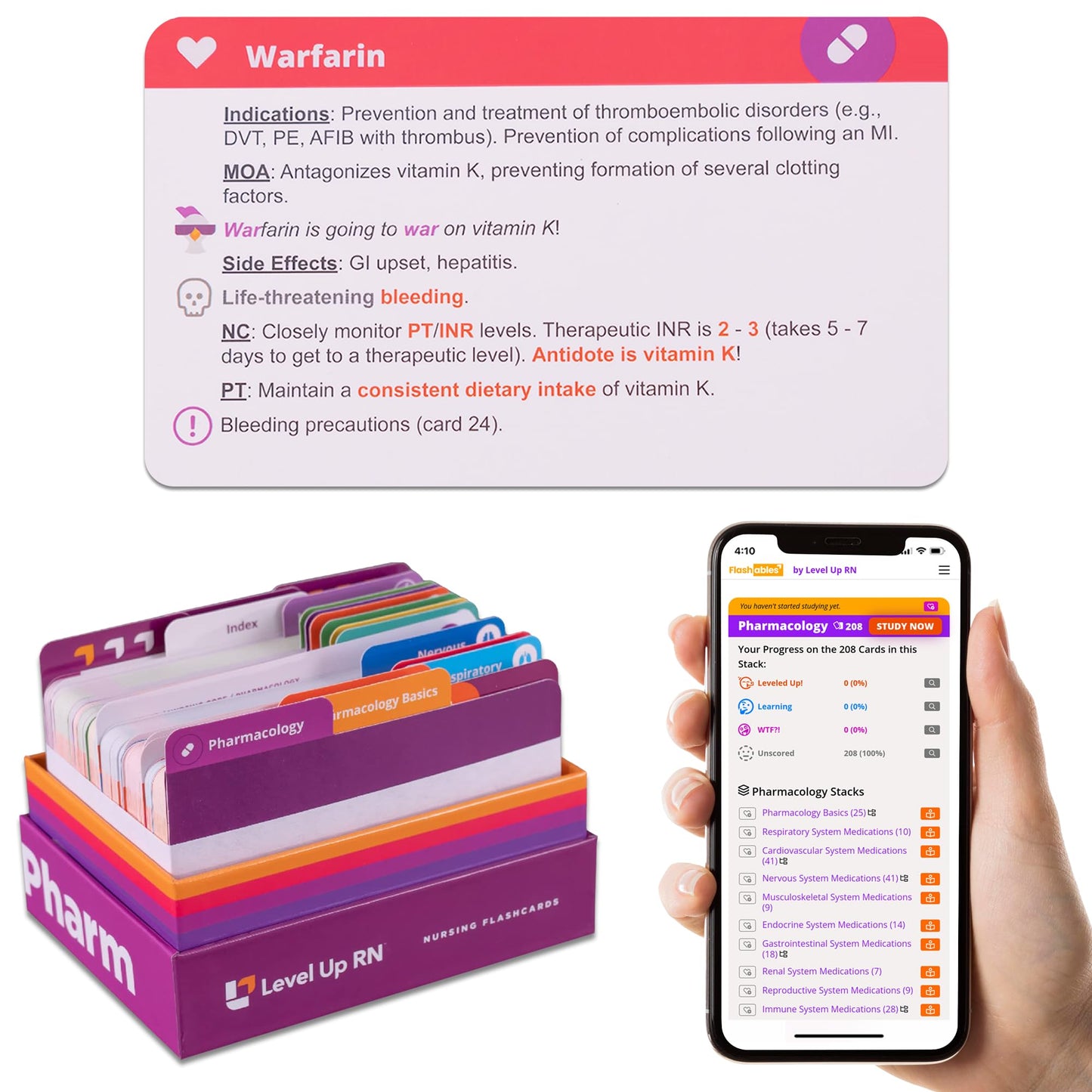 Level Up RN Pharmacology Flash Cards – No Fluff, 223 Cards for NCLEX, ATI & HESI (2026)