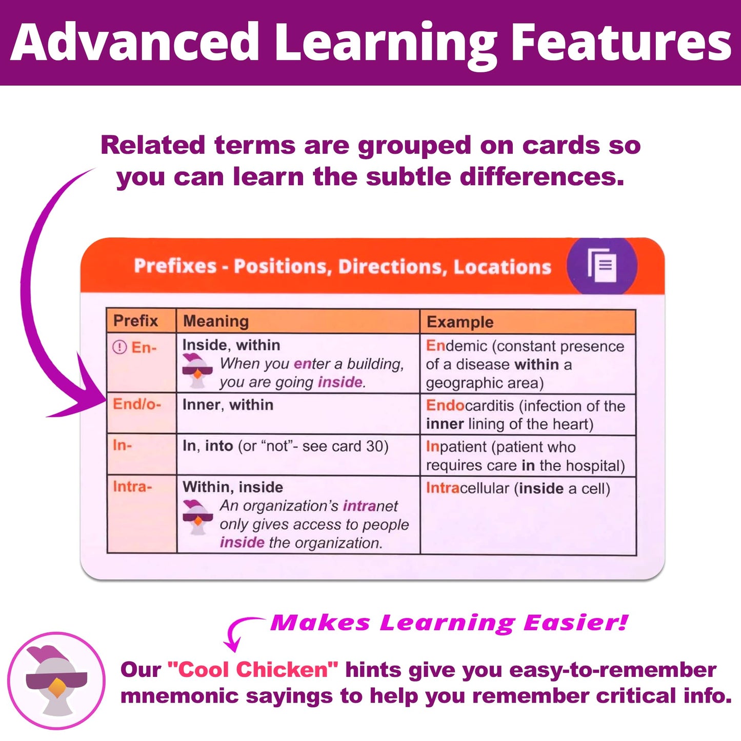 Level Up RN Medical Terminology Flash Cards – 559 Terms, 397 Examples, 159 Mnemonics