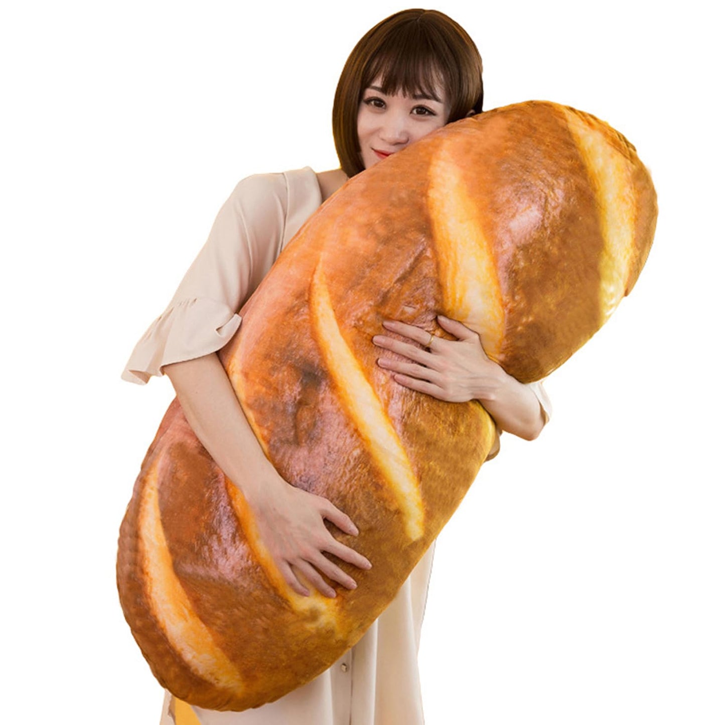 Levenkeness 3D Simulation Bread Shape Plush Pillow – 80 cm Soft Toast Bread Cushion for Home Decor