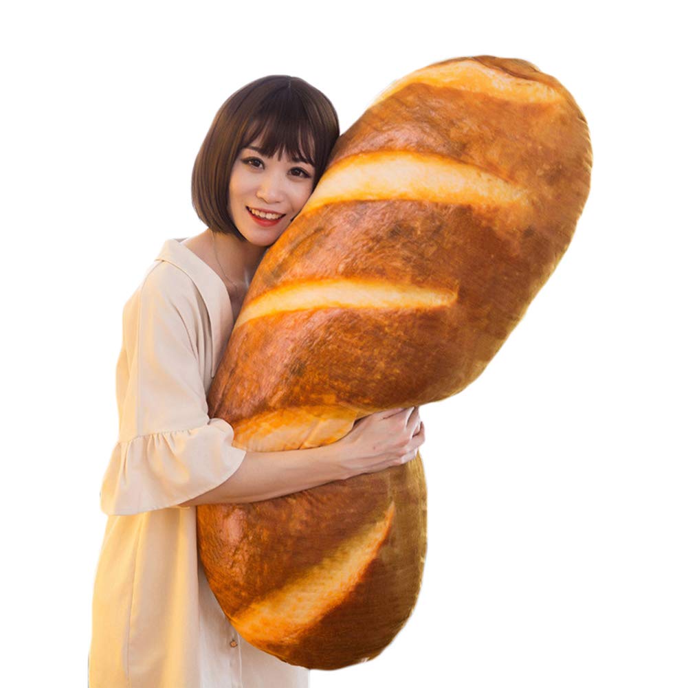 Levenkeness 3D Simulation Bread Shape Plush Pillow – 80 cm Soft Toast Bread Cushion for Home Decor