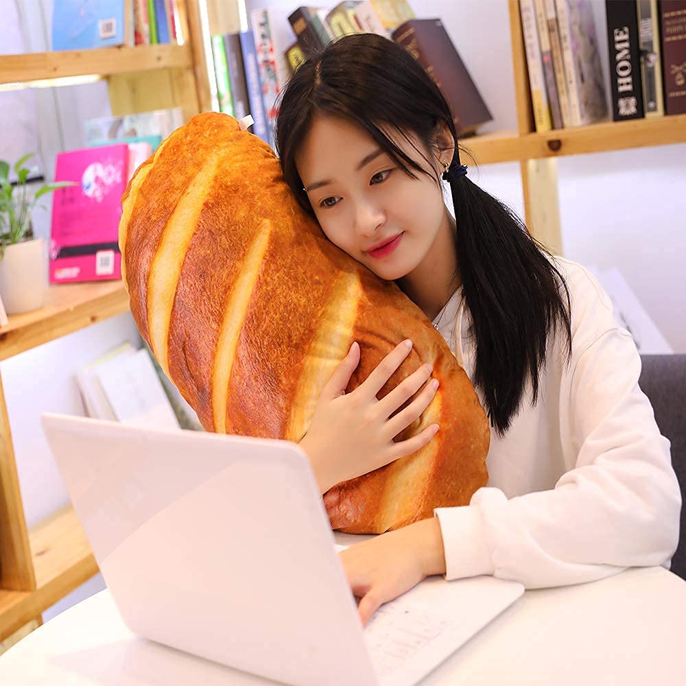 Levenkeness 3D Bread Shape Plush Pillow — Realistic 60 cm Toast Cushion