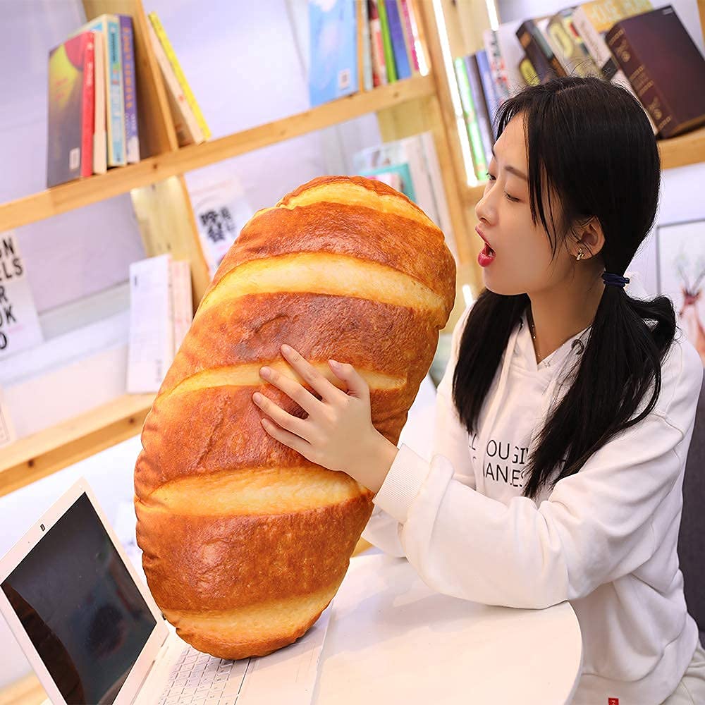 Levenkeness 3D Bread Shape Plush Pillow — Realistic 60 cm Toast Cushion