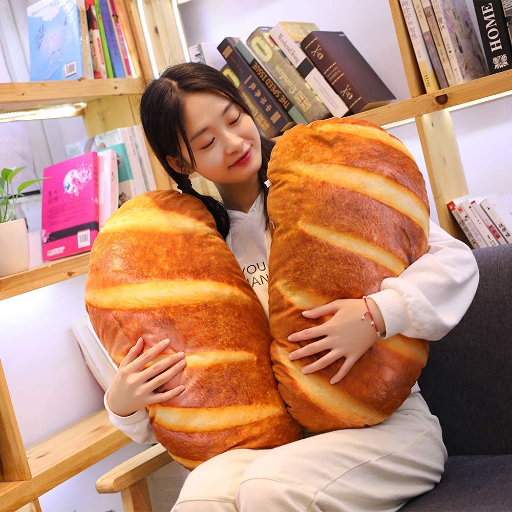 Levenkeness 3D Bread Shape Plush Pillow — Realistic 60 cm Toast Cushion