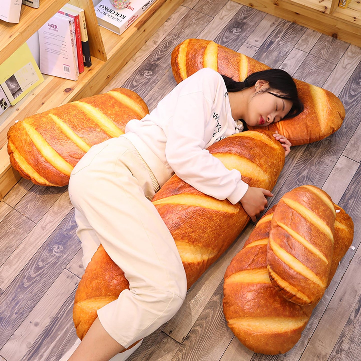 Levenkeness 3D Bread Shape Plush Pillow — Realistic 60 cm Toast Cushion