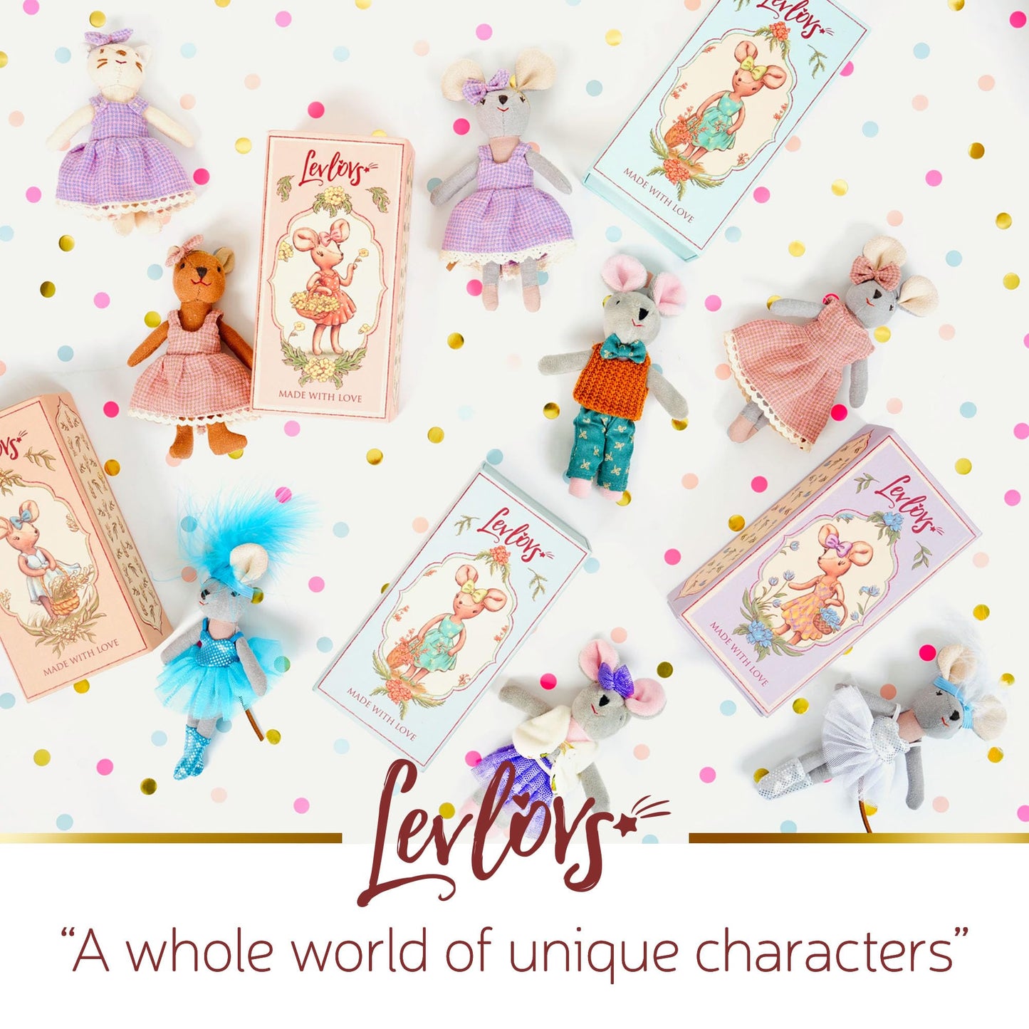 LEVLOVS Mouse in a Box: Soft Linen Cotton Toy for Imaginative Play and Nursery Decor