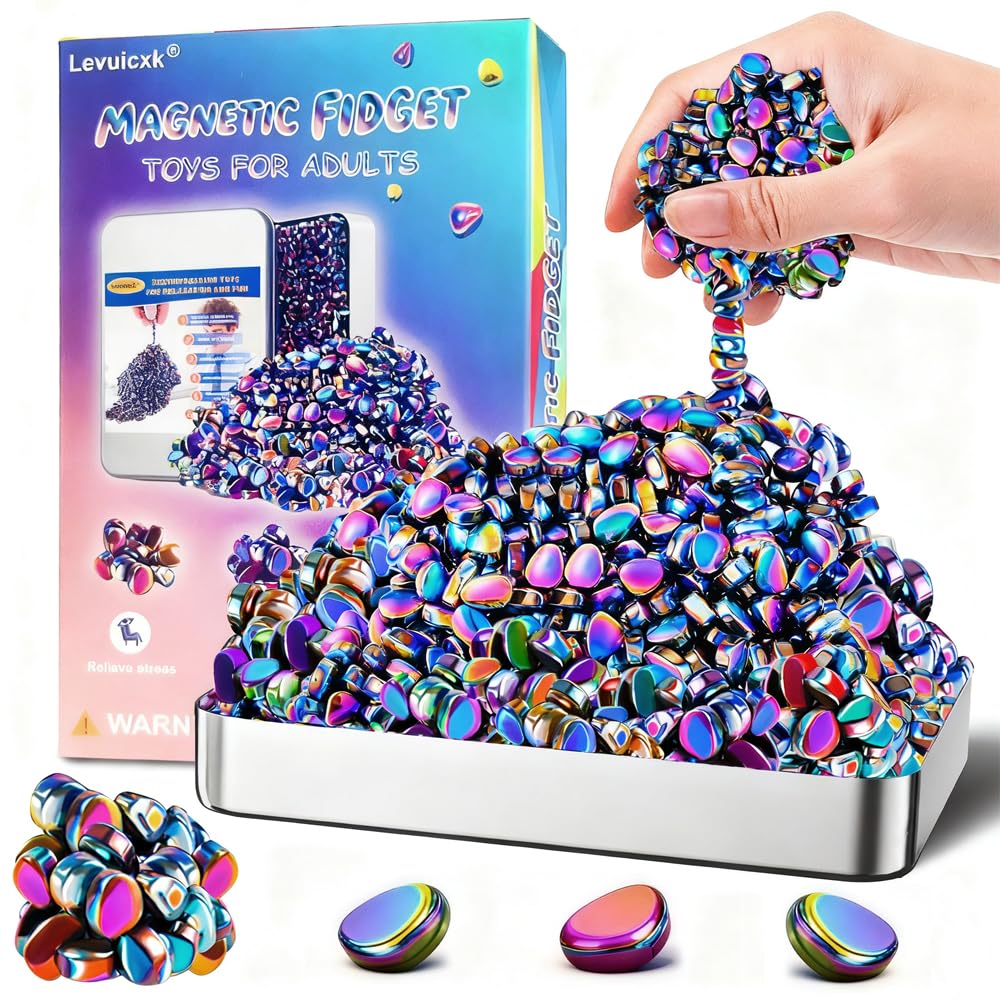 Levuicxk 580PCS Magnetic Fidget Toys for Adults – Stress Relief Kit with Beads, Balls, Rocks & Ferrite Putty