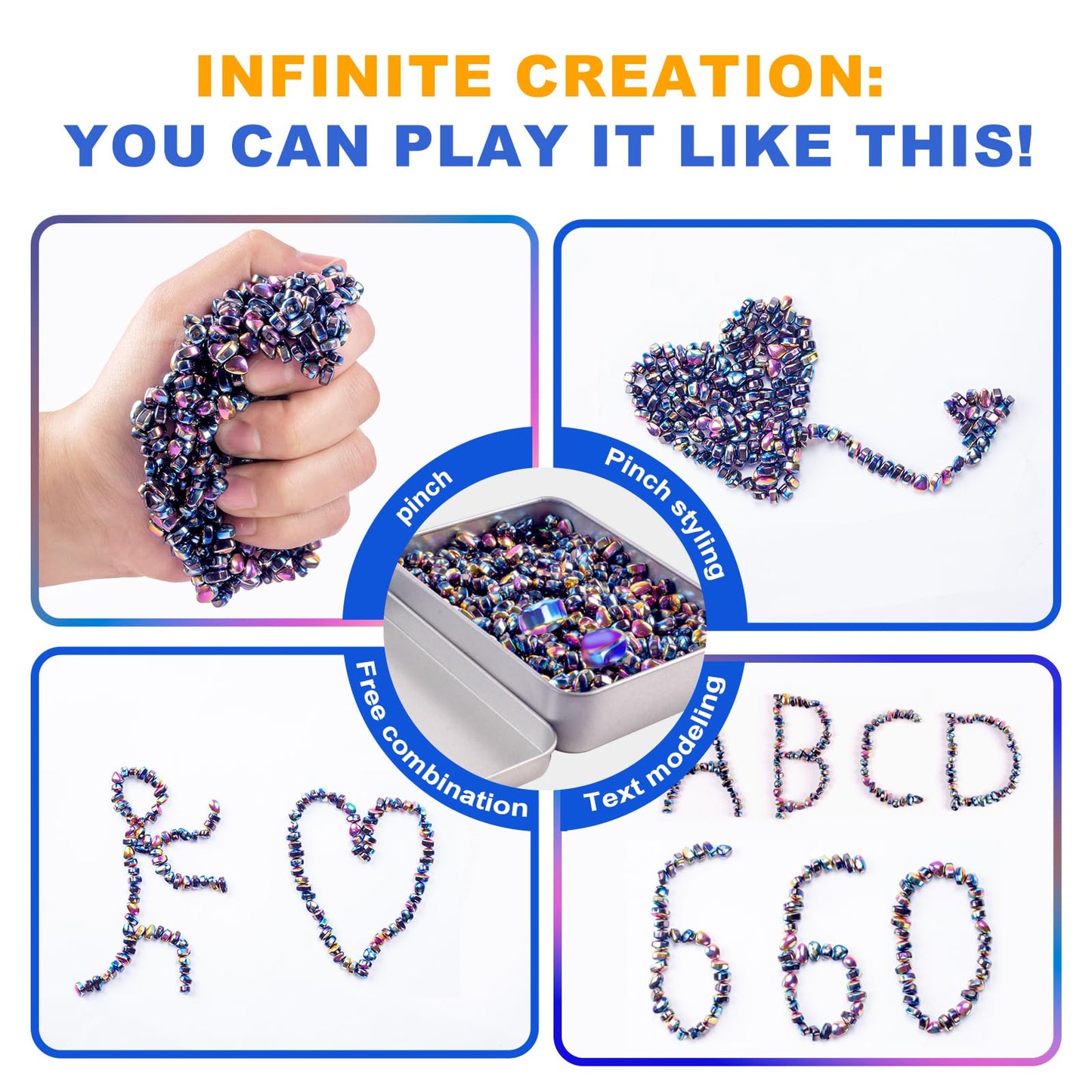 Levuicxk 580PCS Magnetic Fidget Toys for Adults – Stress Relief Kit with Beads, Balls, Rocks & Ferrite Putty