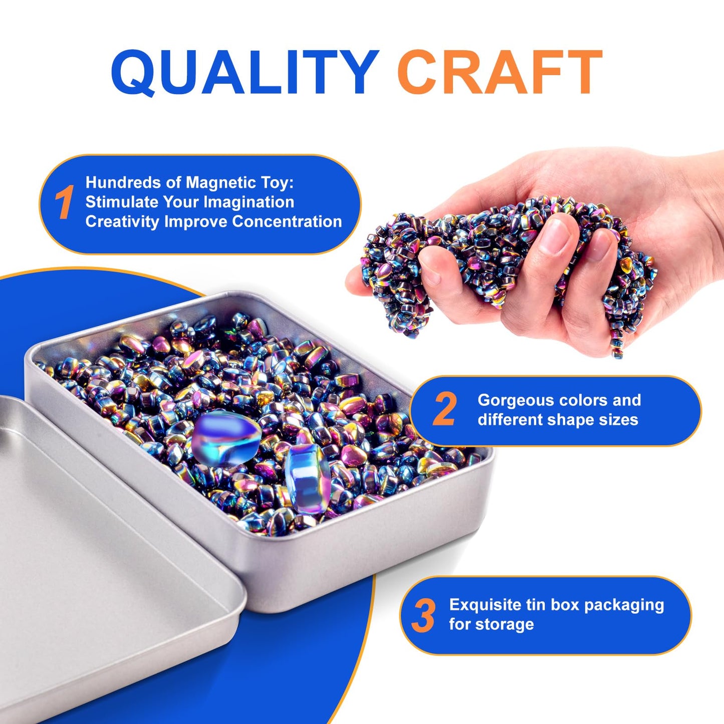 Levuicxk 580PCS Magnetic Fidget Toys for Adults – Stress Relief Kit with Beads, Balls, Rocks & Ferrite Putty
