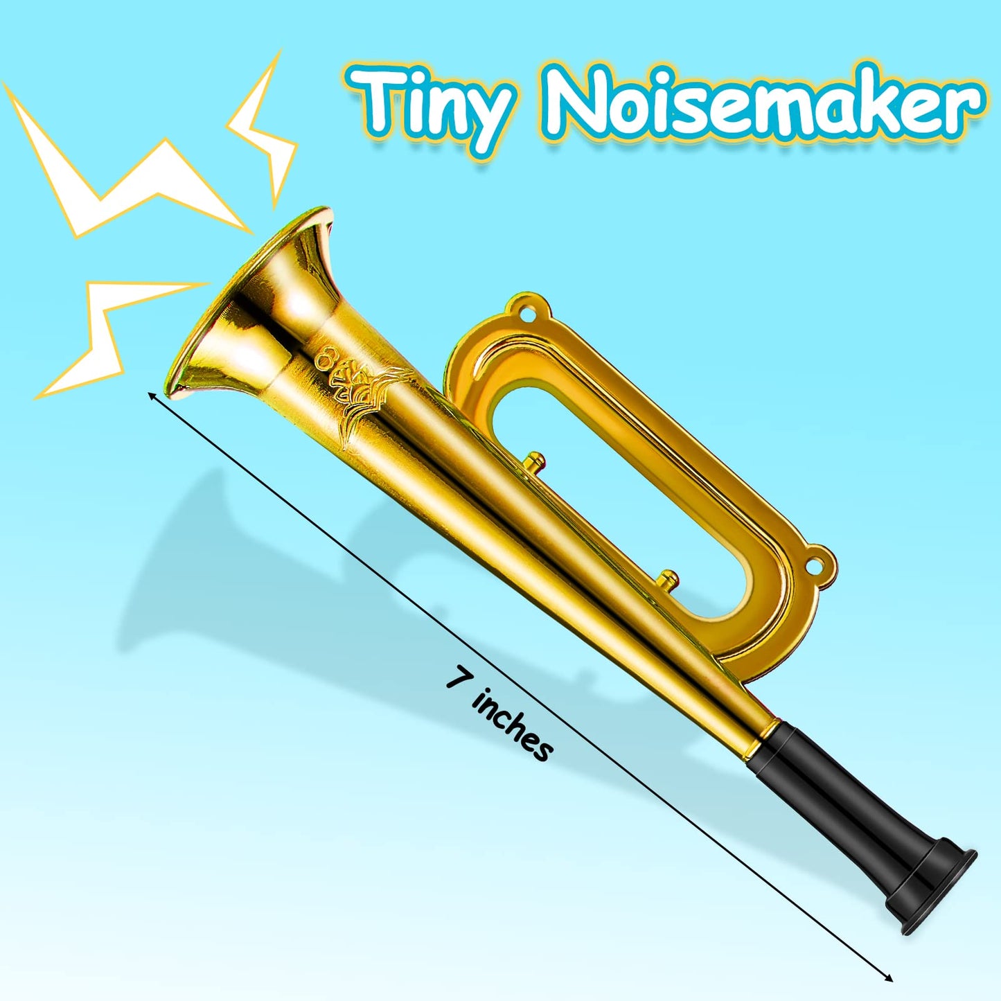 Lewtemi 24-Pack 7-Inch Metallic Trumpet Toys – Lightweight Kids Noisemakers for Parties