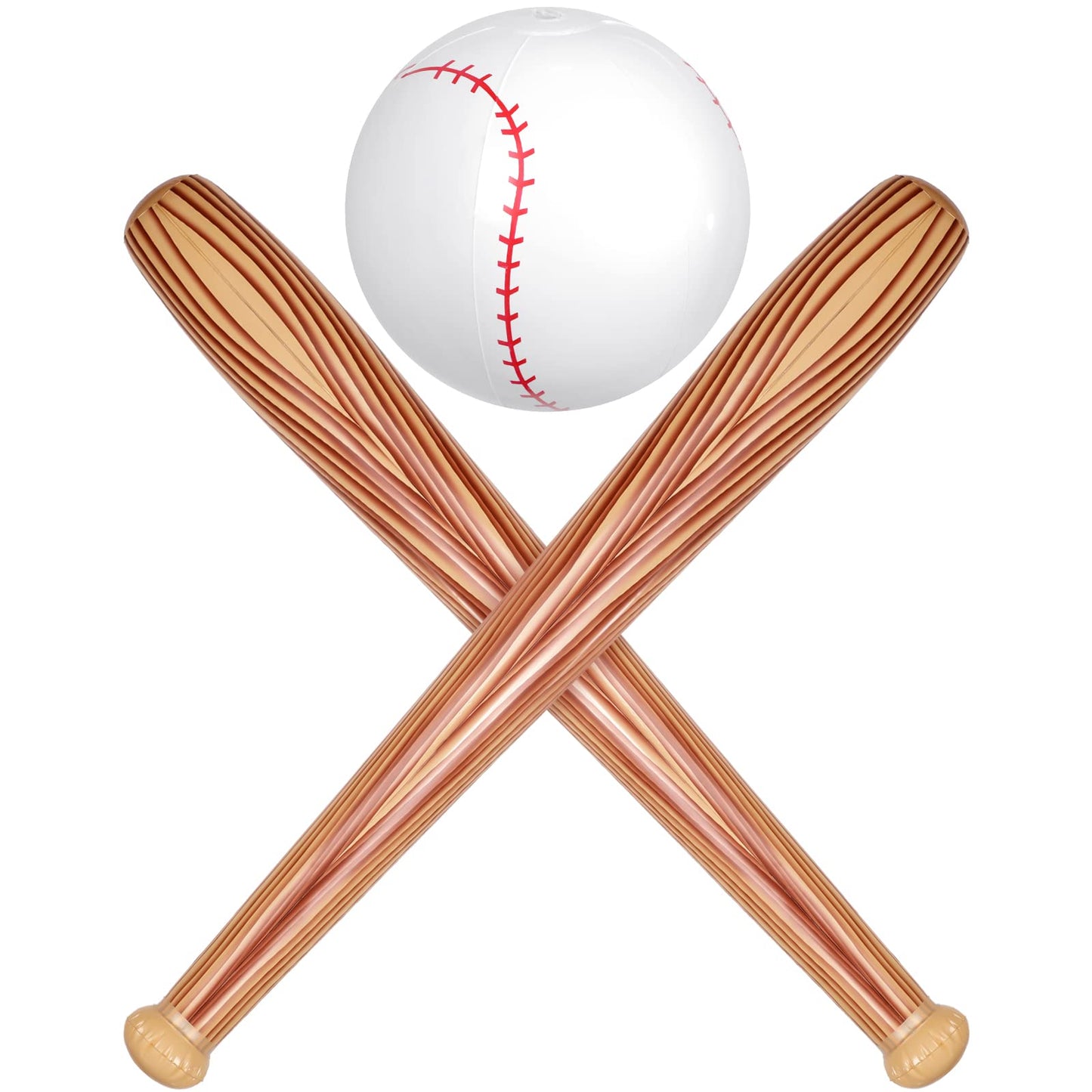 Lewtemi 3 Pcs Inflatable Baseball Bat Beach Ball Set – Pool Party Favors (Wood Color)