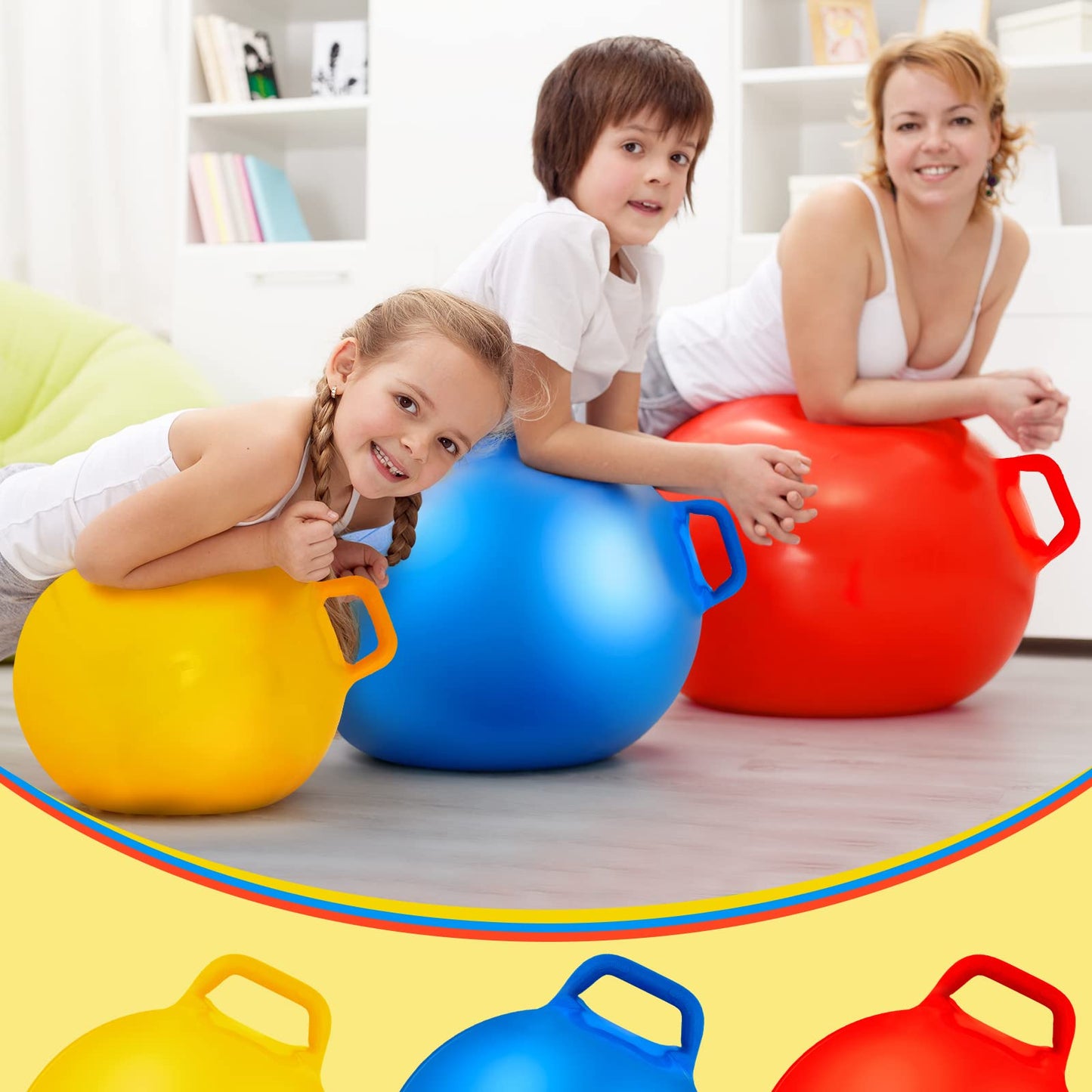 Lewtemi 18-Inch Inflatable Bouncy Hopper Ball Set with Handles – 3 Colors