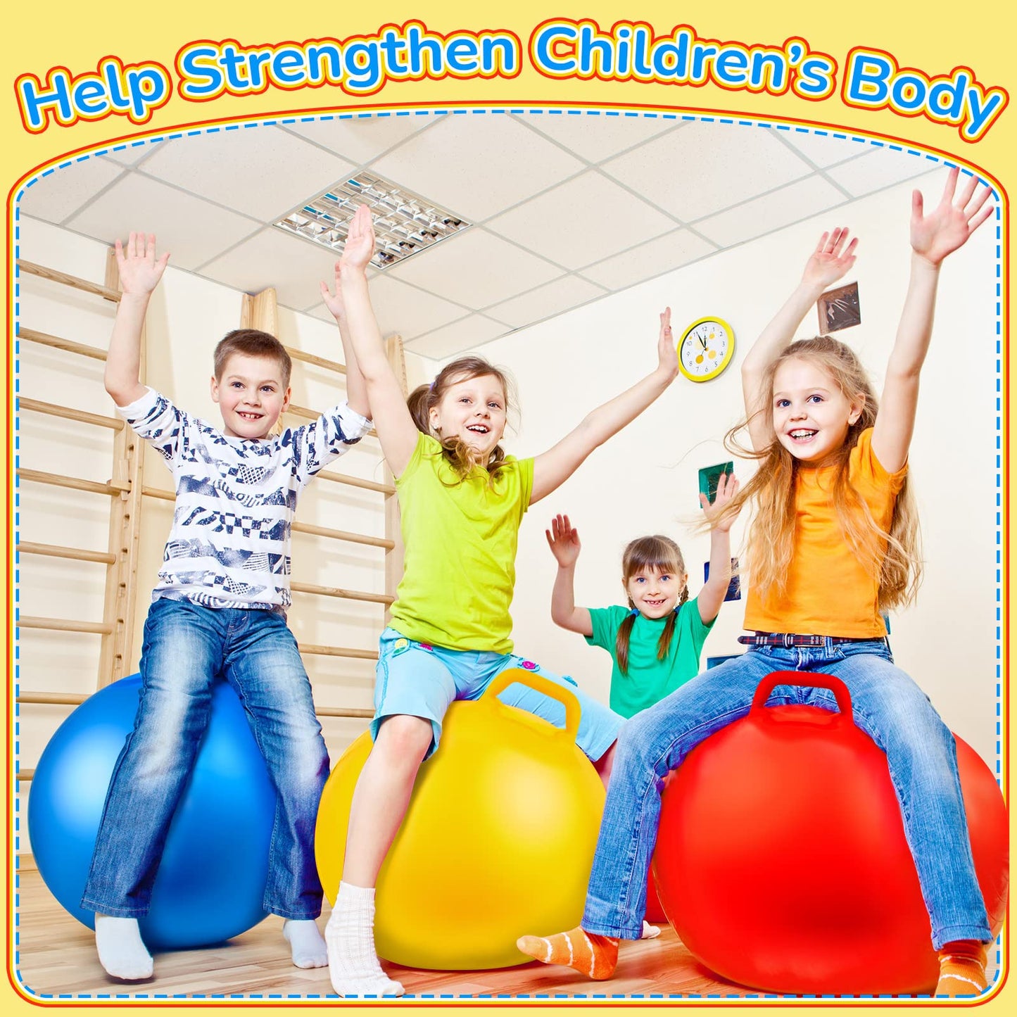 Lewtemi 18-Inch Inflatable Bouncy Hopper Ball Set with Handles – 3 Colors