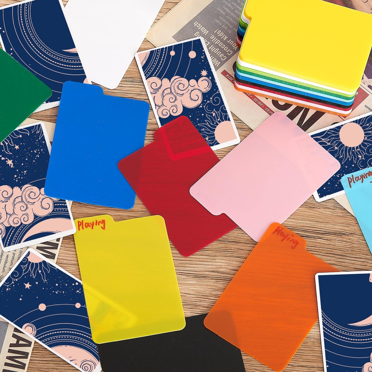 Lewtemi Card Dividers Multicolor PP Trading Card Page Dividers, 100 Pcs, 2.6 x 3.8 in