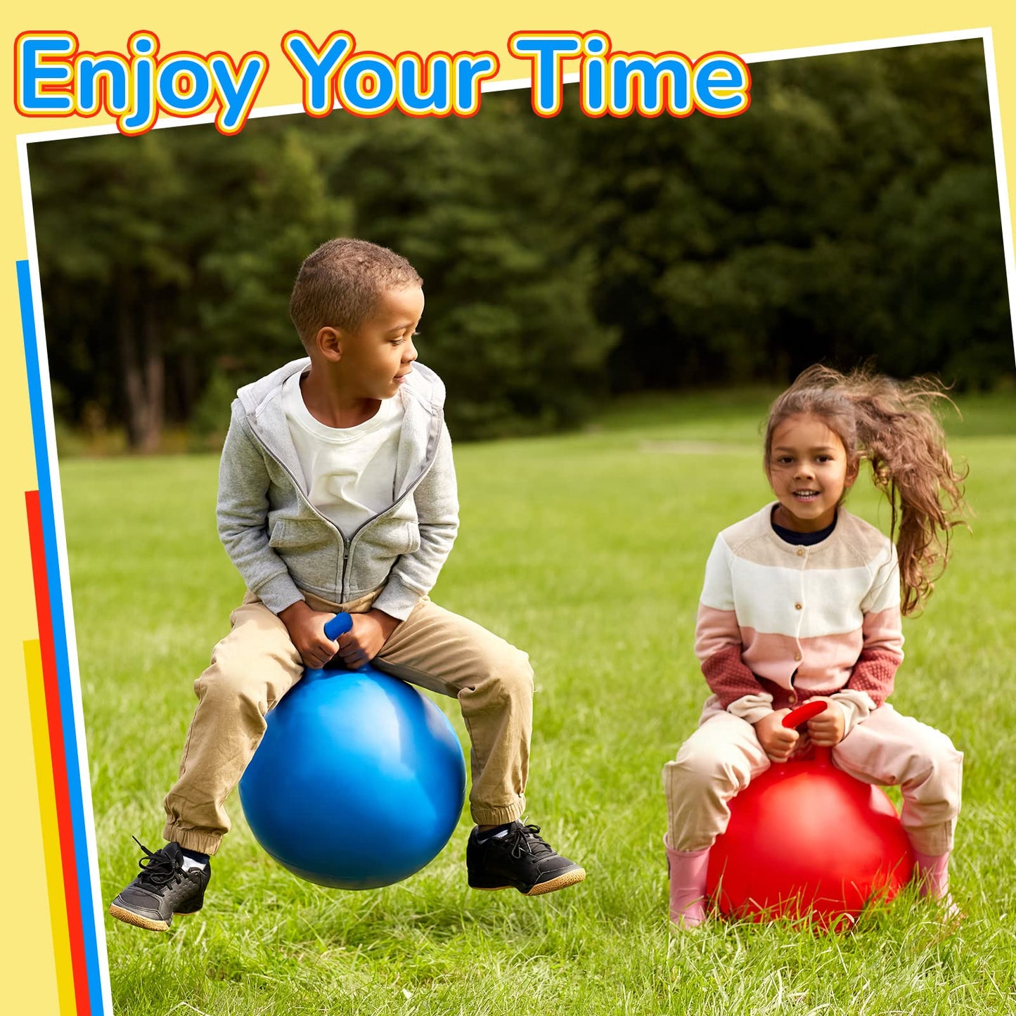Lewtemi 18-Inch Inflatable Bouncy Hopper Ball Set with Handles – 3 Colors