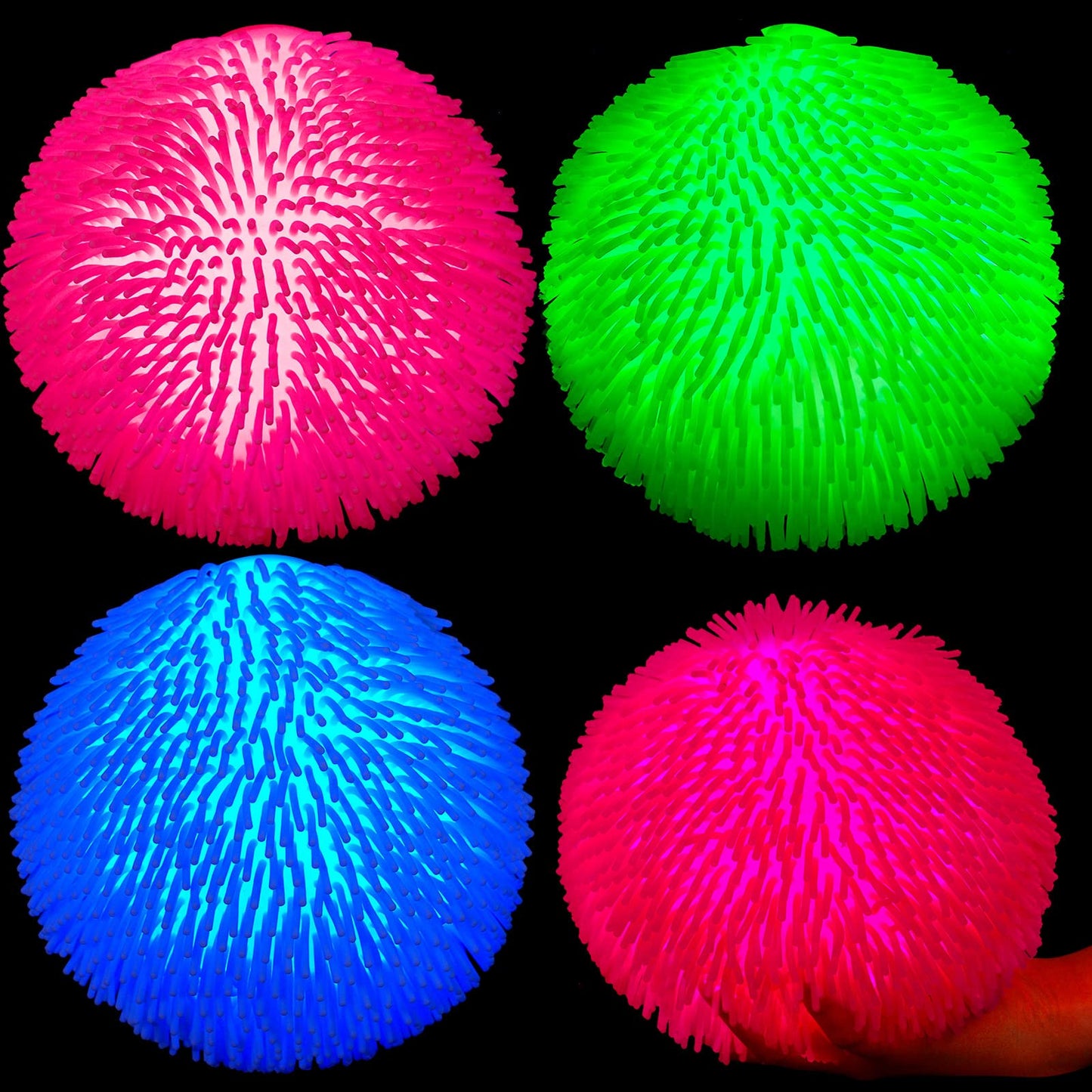 Lewtemi 3-Pack Glow-in-the-Dark 9-Inch Puffer Balls — Large Colorful Stress Toys & Party Favors