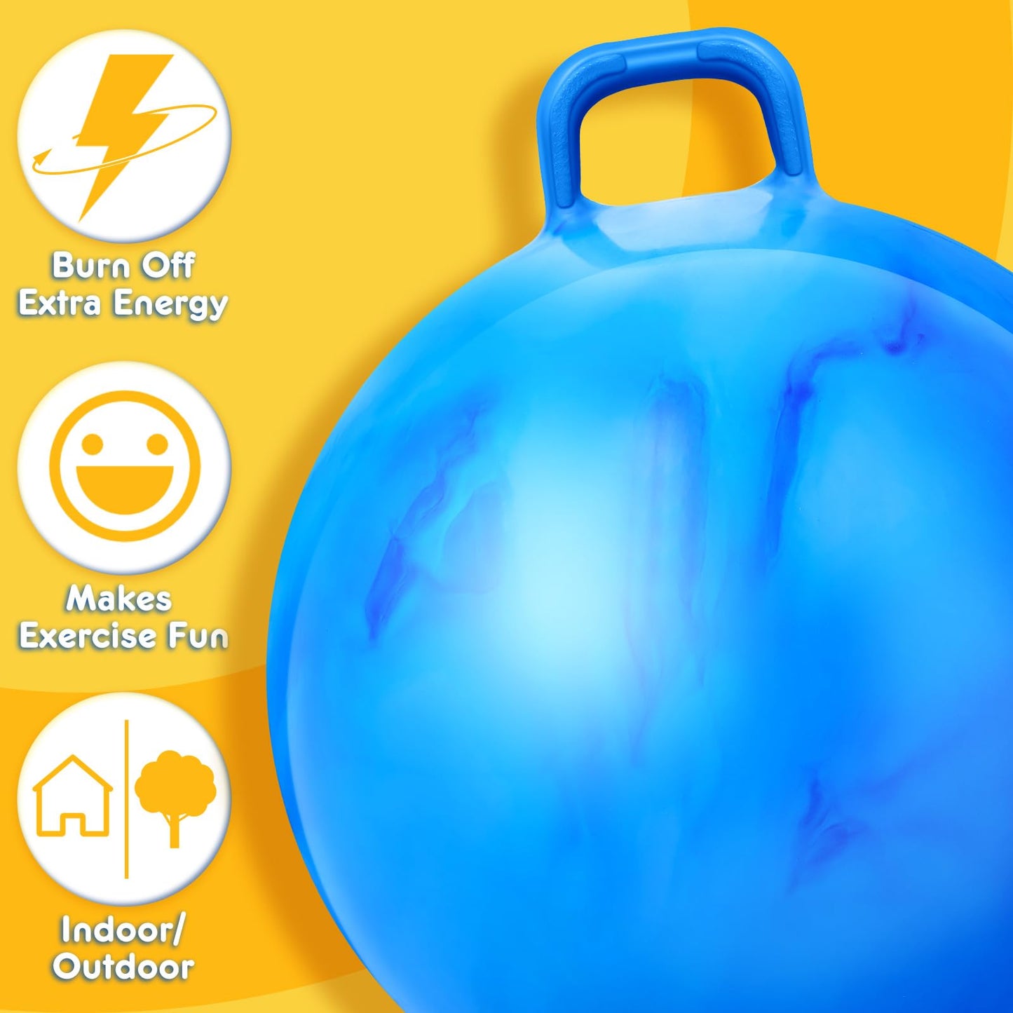 Lewtemi 3 Pcs 29-Inch Bouncing Ball with Handle – Outdoor Jumping Ball Set Gradient Red Blue Purple