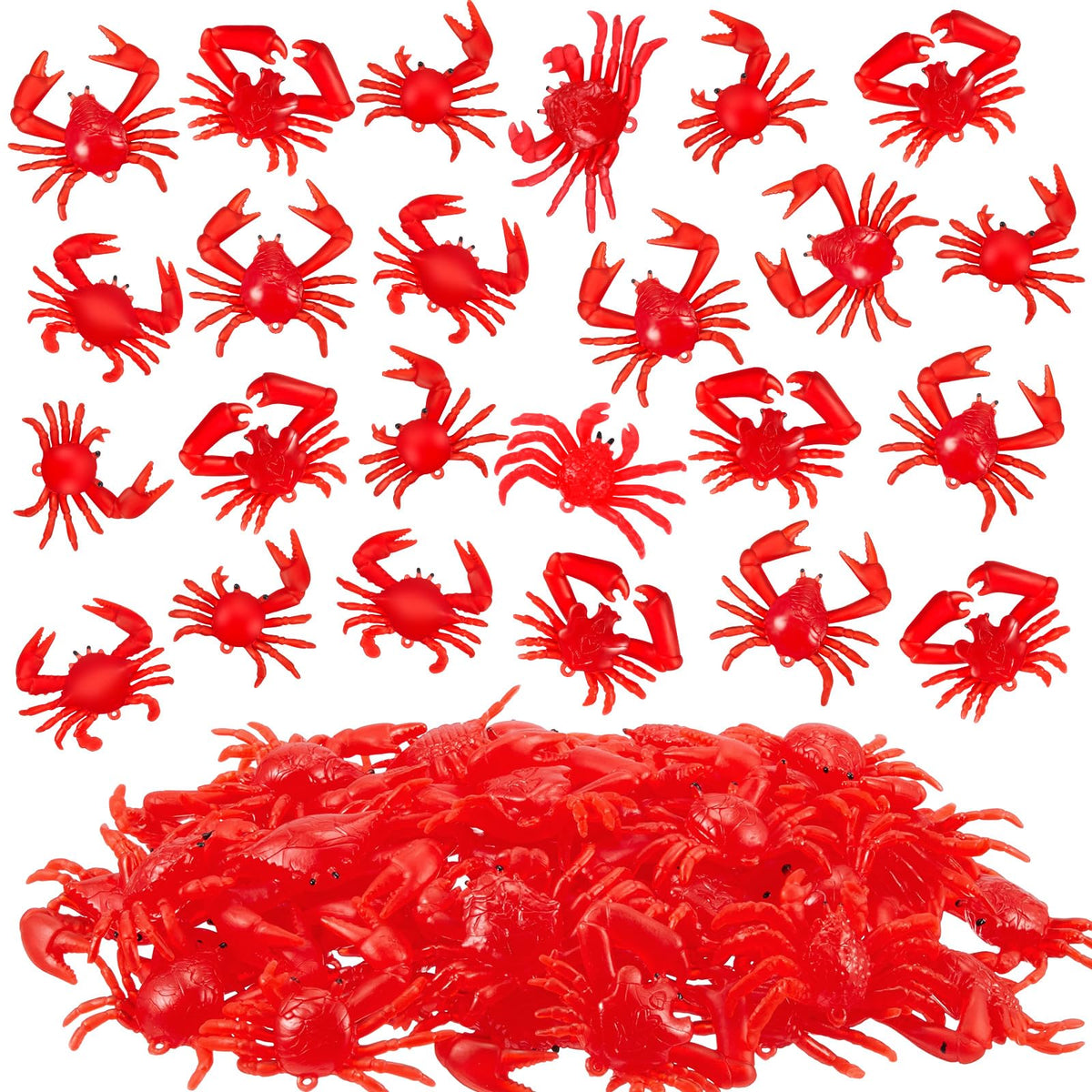 Lewtemi 50 Pcs Mini Red Crab Toys – Soft TPR Crawfish Models for Education, Decor & Props