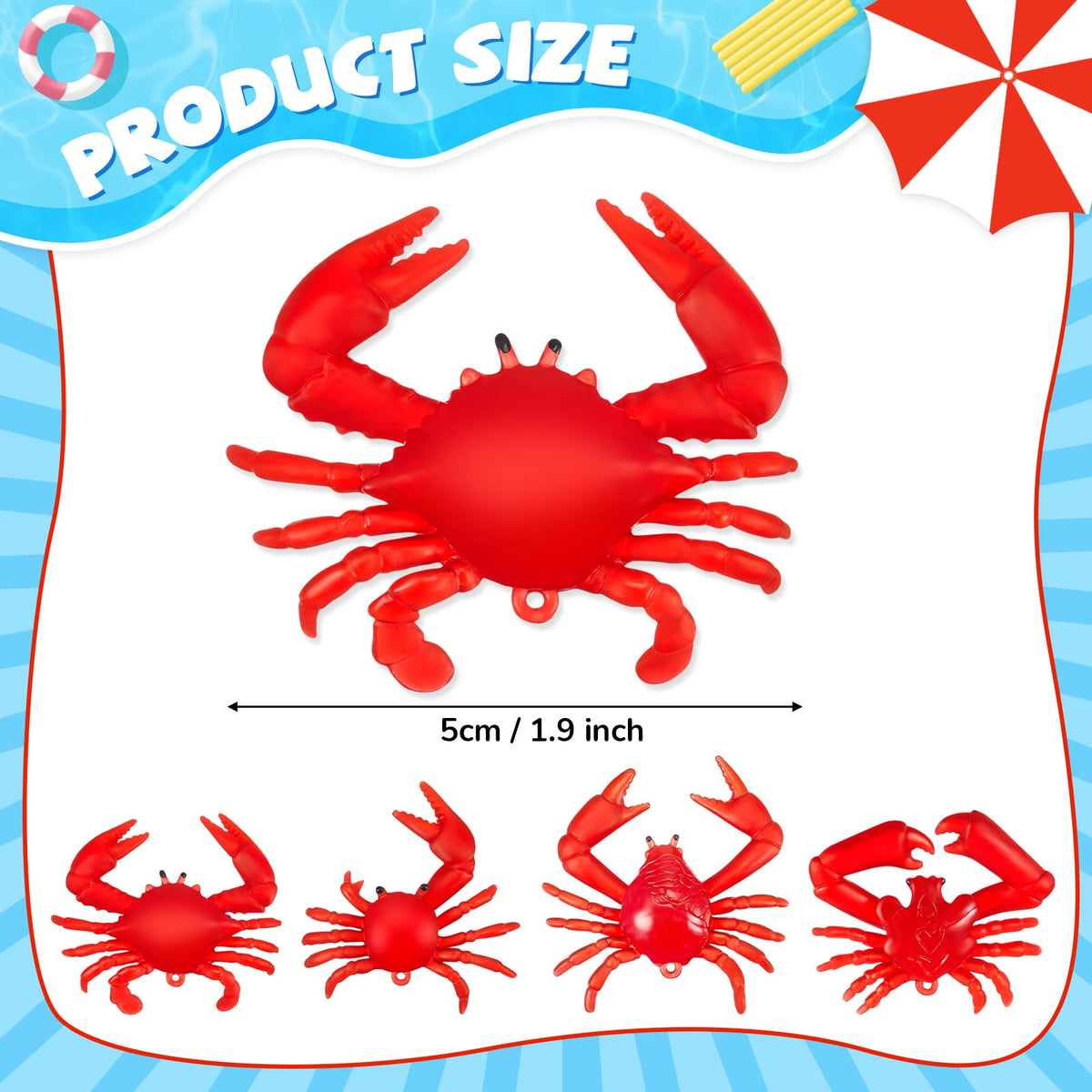 Lewtemi 50 Pcs Mini Red Crab Toys – Soft TPR Crawfish Models for Education, Decor & Props