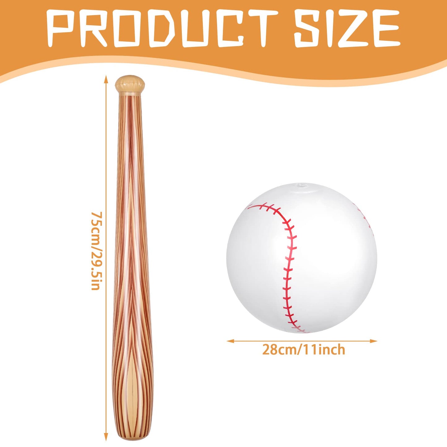 Lewtemi 3 Pcs Inflatable Baseball Bat Beach Ball Set – Pool Party Favors (Wood Color)